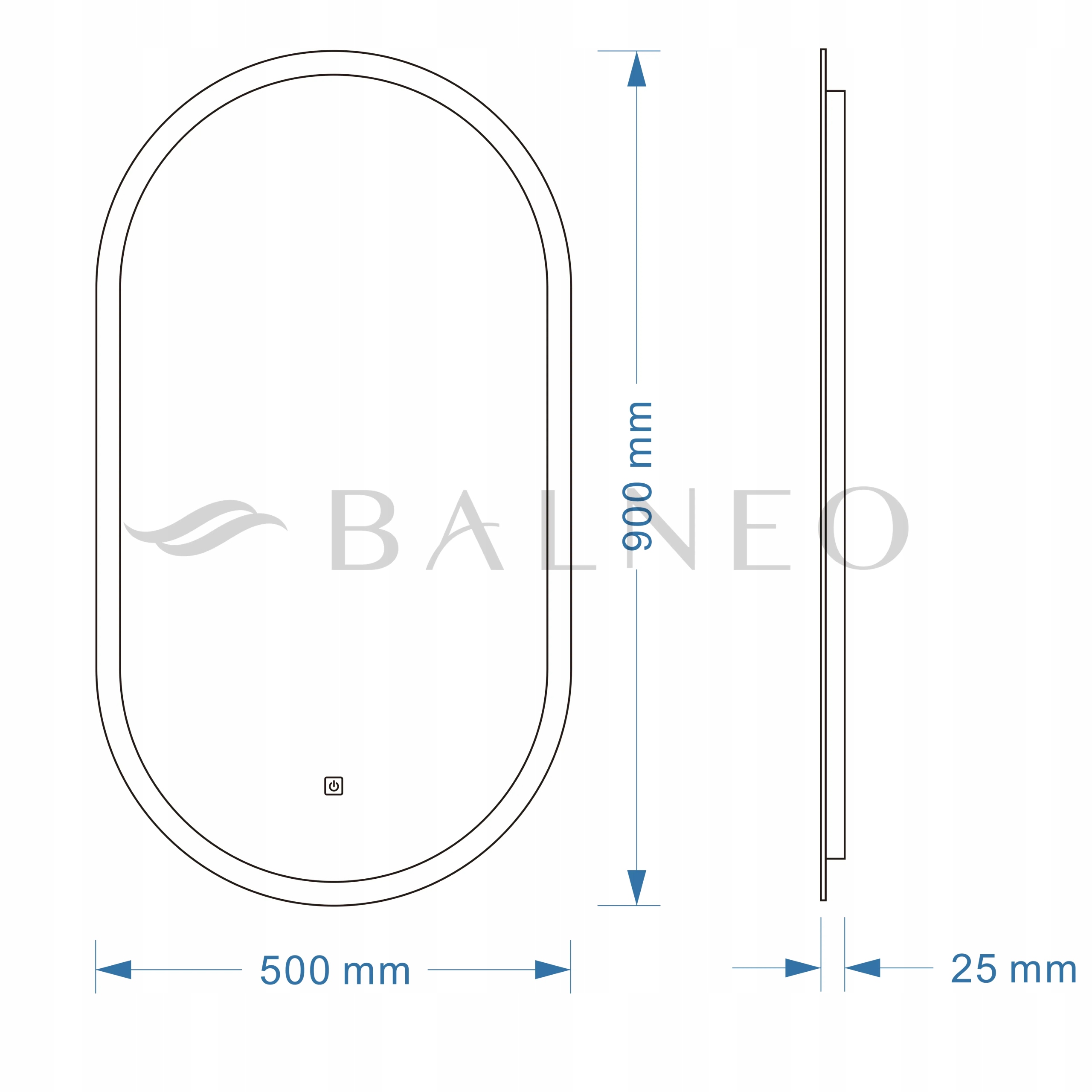 Lustro ścienne Balneo owal 90 x 50 mm Kształt owal