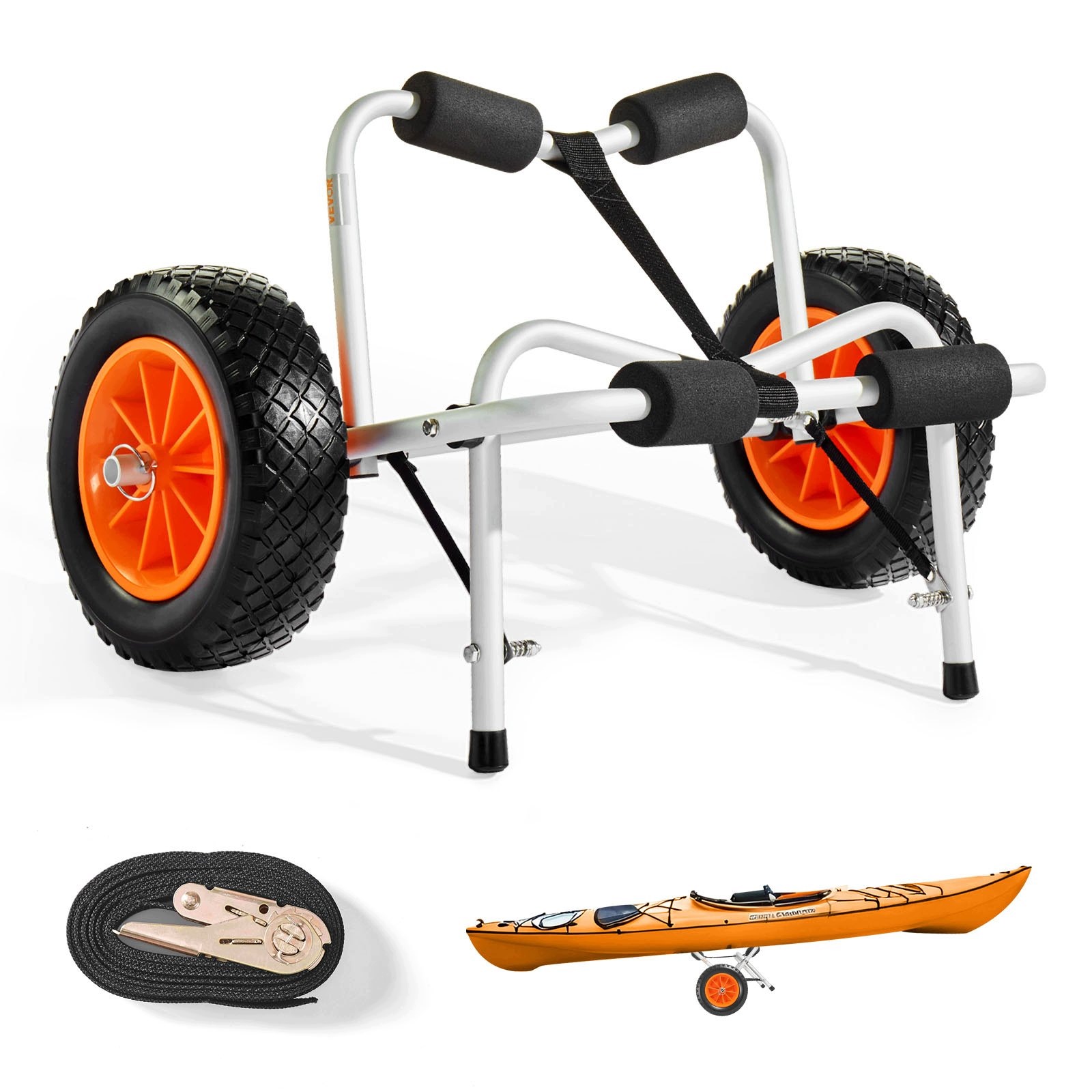 Vozík na kajak 113 kg Skládací pro Sup desky lodí Hliníkový rám Pneumatiky