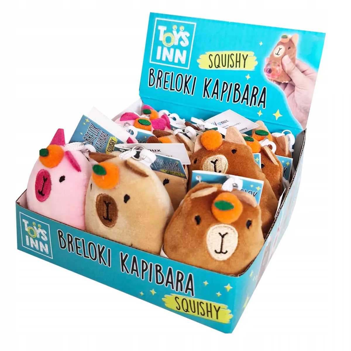 Display Klíčenky ToysInn Kapybara Squishy mix vzorů 12 ks