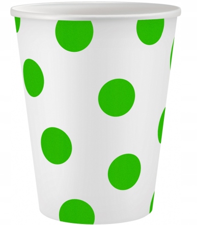 

Kubki papierowe w grochy groszki 18cm Zielone