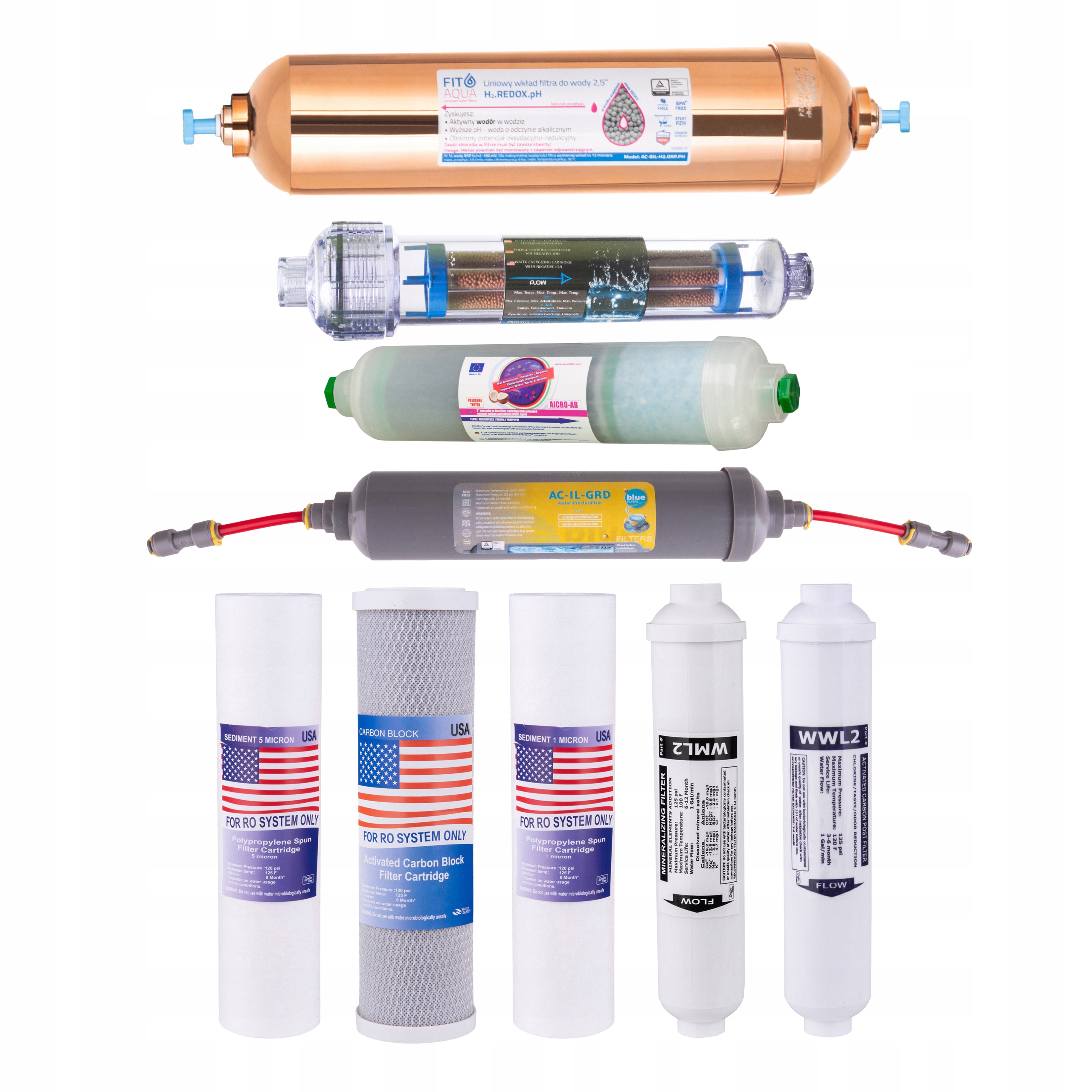 Wkłady Do Filtra Wody Osmoza Komplet Wkładów Elix RO11 Redox Grander