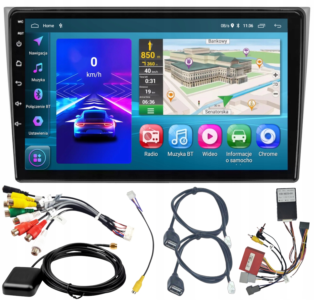Autorádio Gps Android Mazda CX-9 2007-2015 Usb Wifi Carplay Bt 64GB