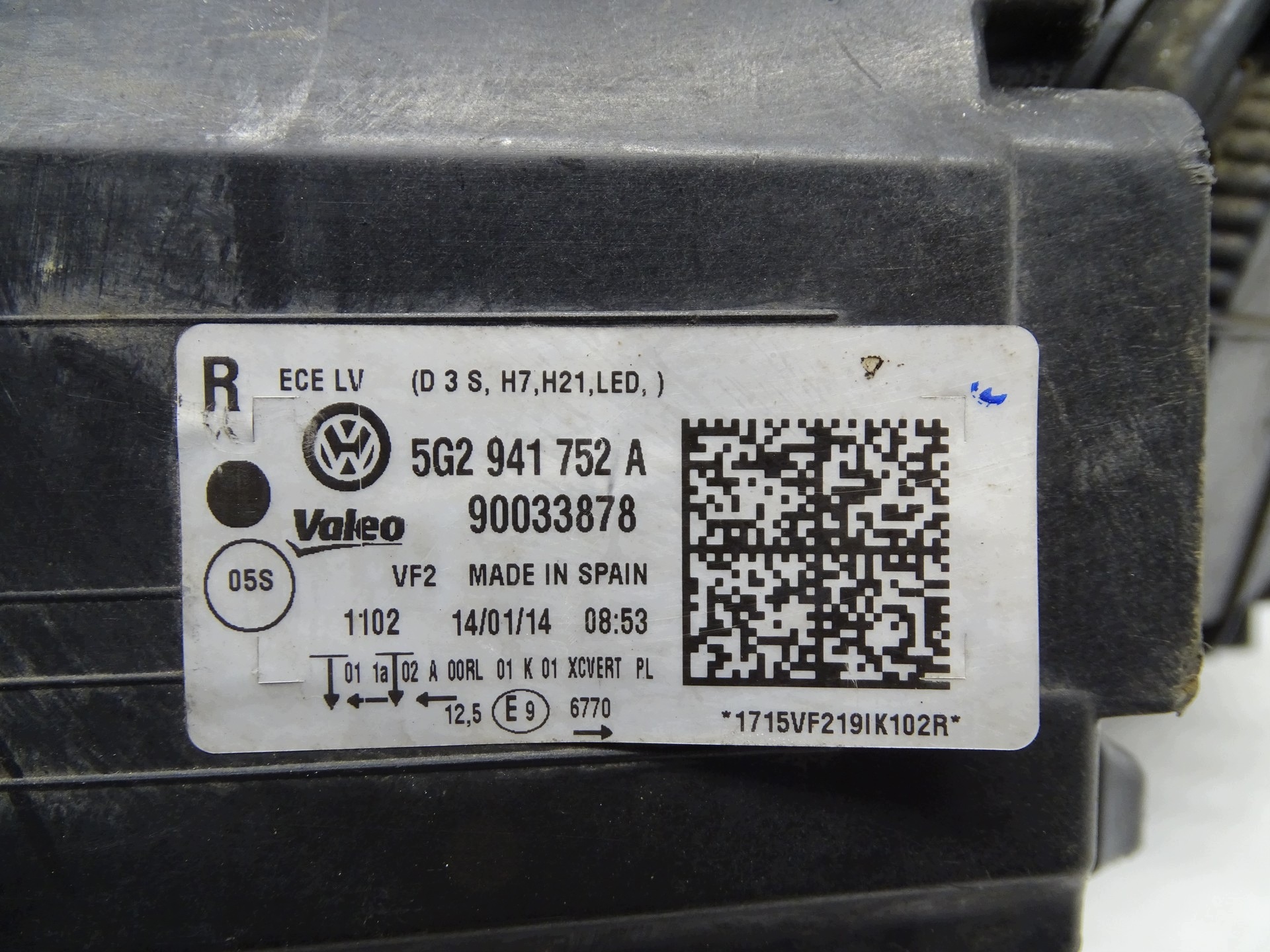 light right front VW GOLF VII ANGLIK 5G2941752A