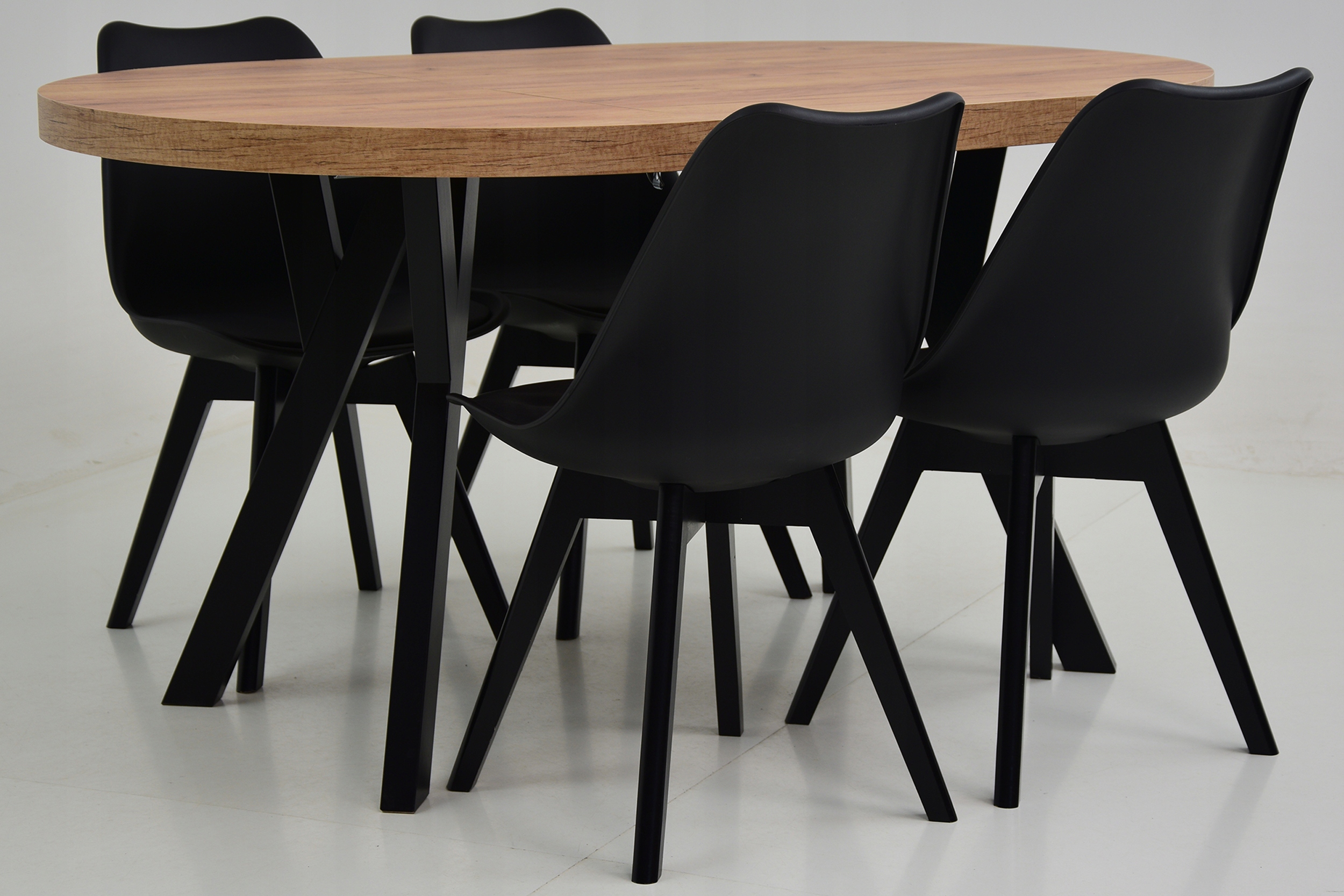 Skandynawski zestaw STÓŁ ROZKŁADANY do 2m DĄB CRAFT i 4 krzesła Z PODUSZKĄ Kod producenta SL-02 + S-13