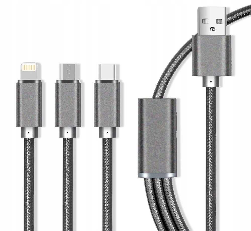 

Kabel 3w1 Micro Usb/usb C/Lightning 2.1 A oplot