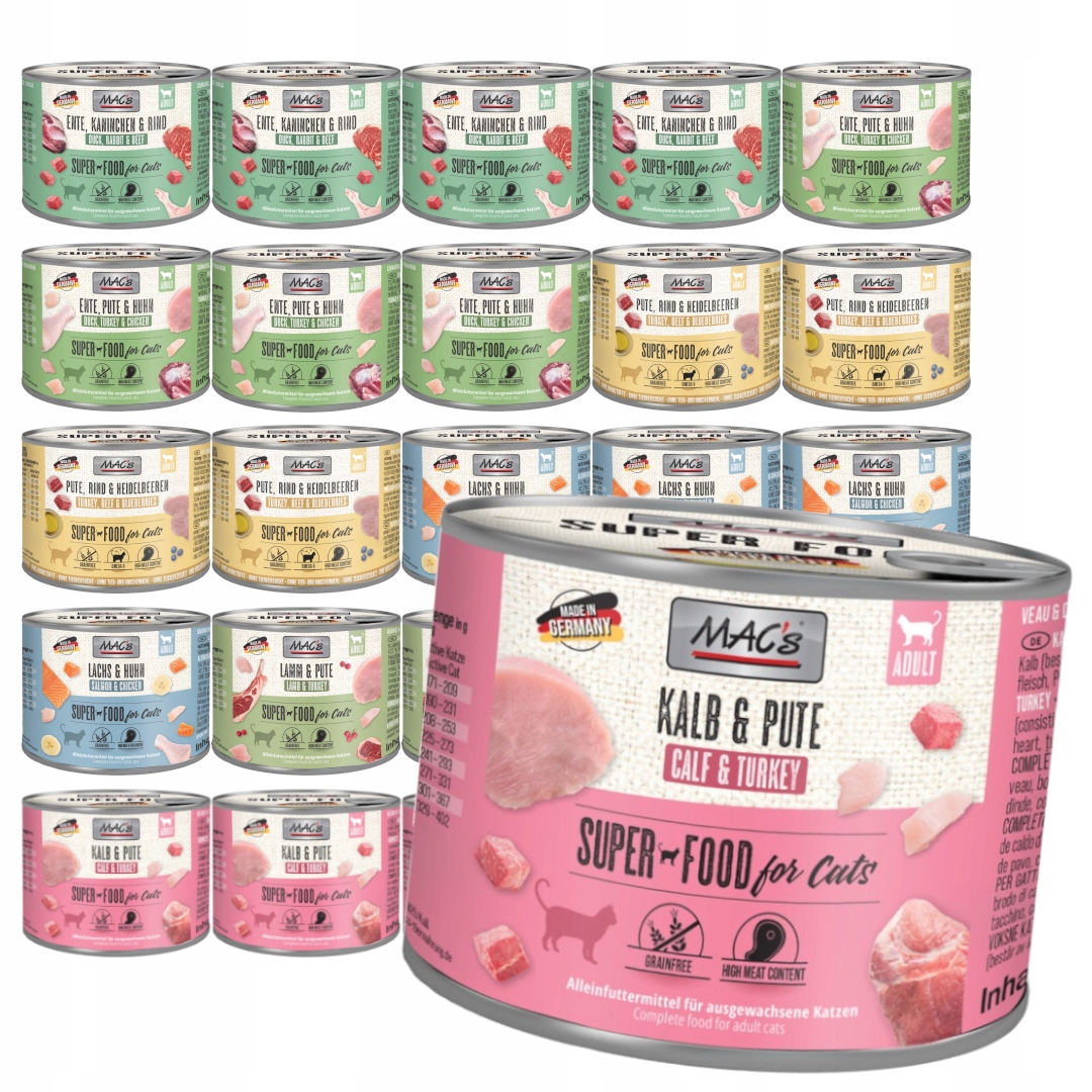 Levně MAC's 24x200g Vlhké Krmivo pro dospělé kočky Mix 6 příchutí