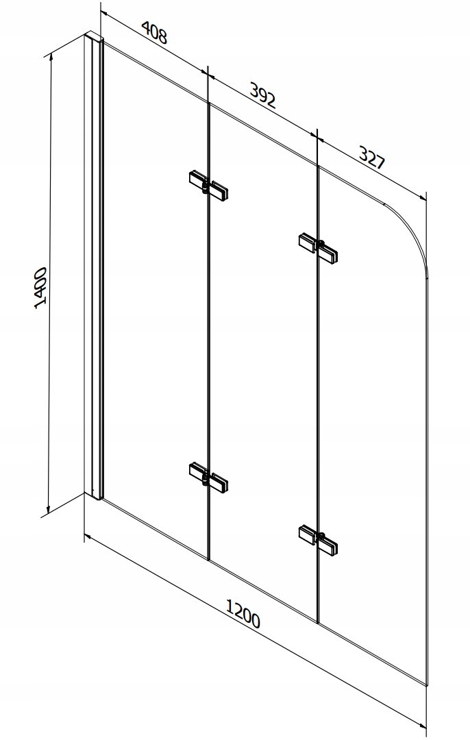 MEXEN PARAWAN NAWANNOWY 3 - SKRZYDŁOWY 120 x 140 Marka Mexen