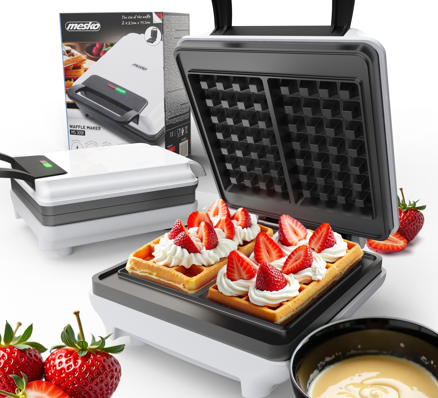 Gofrownica Duże Gofry Chrupiące 1800W Nieprzywierająca Powłoka Non-Stick