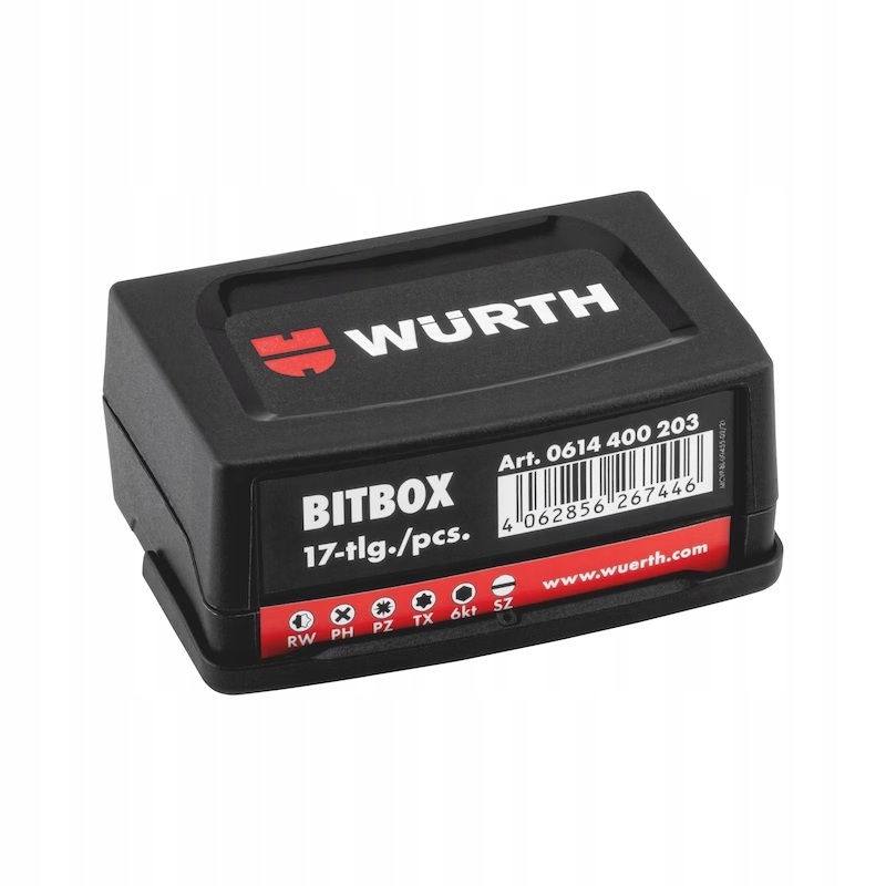 WURTH ZESTAW BITÓW Utwardzanych 17 Elementów Podręczne 1/4” RW PH PZ TX Liczba elementów zestawy