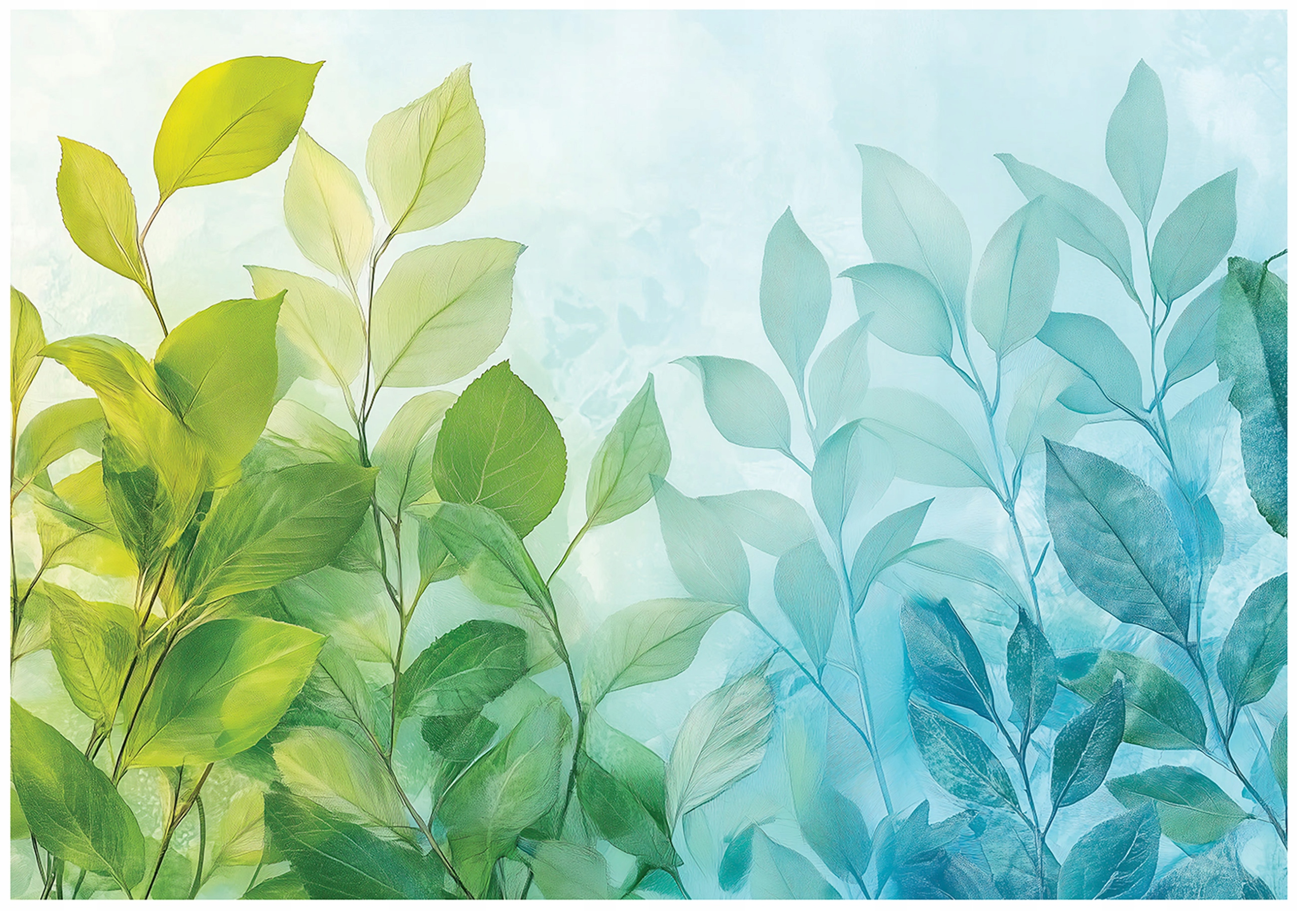 Fototapeta Listy Zelená Modrá Spálňa Obývacia Izba Tapeta Flizelina 350x250