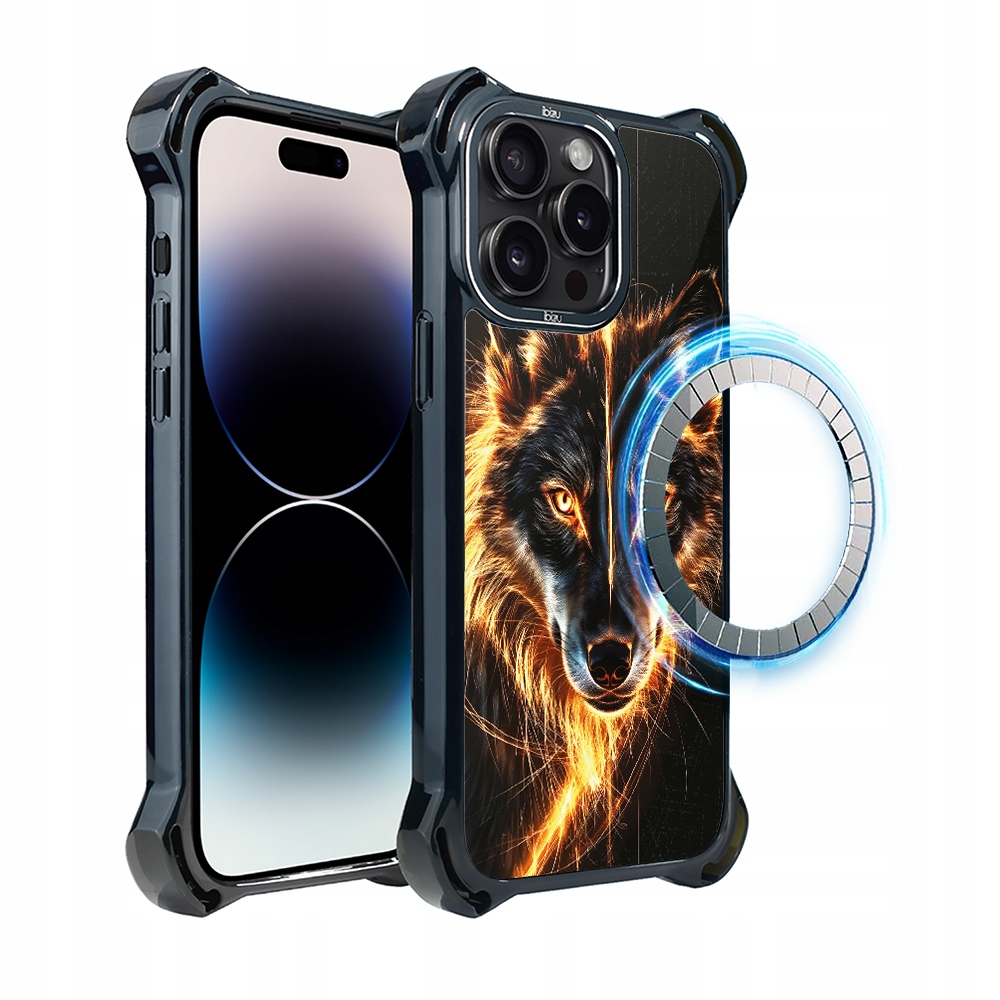 Pouzdro pro iPhone 14 Pro Ibizu DropGuard Ultra s MagSafe, Ohnivý vlk