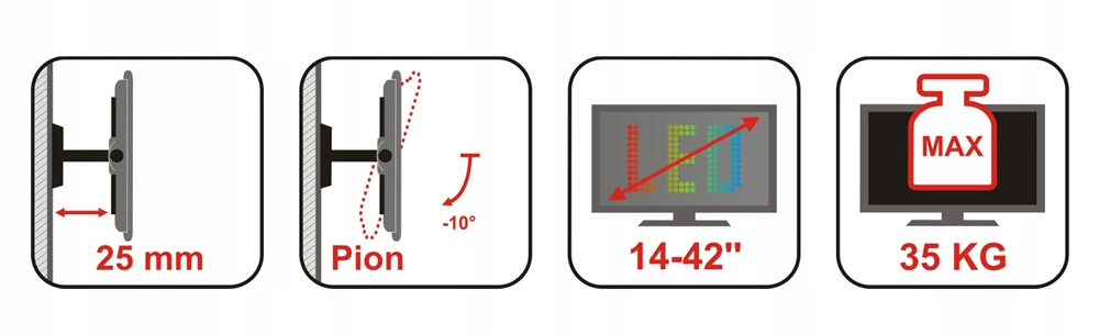 WIESZAK UCHWYT TELEWIZORA TV LCD 14-42'' LED VESA Model AR-46