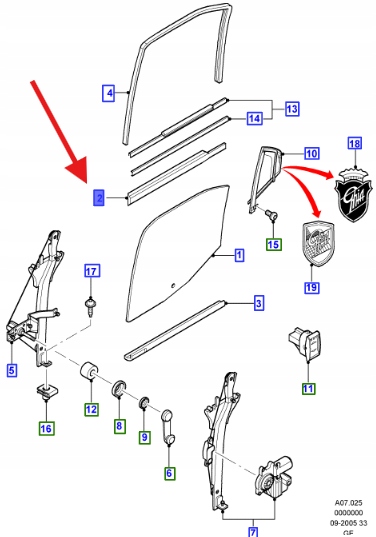 LISTWA DRZWI LEWA ZGARNIAJĄCA SZYBY MONDEO 2000- 1349999 _ 1S71-F25861-AP