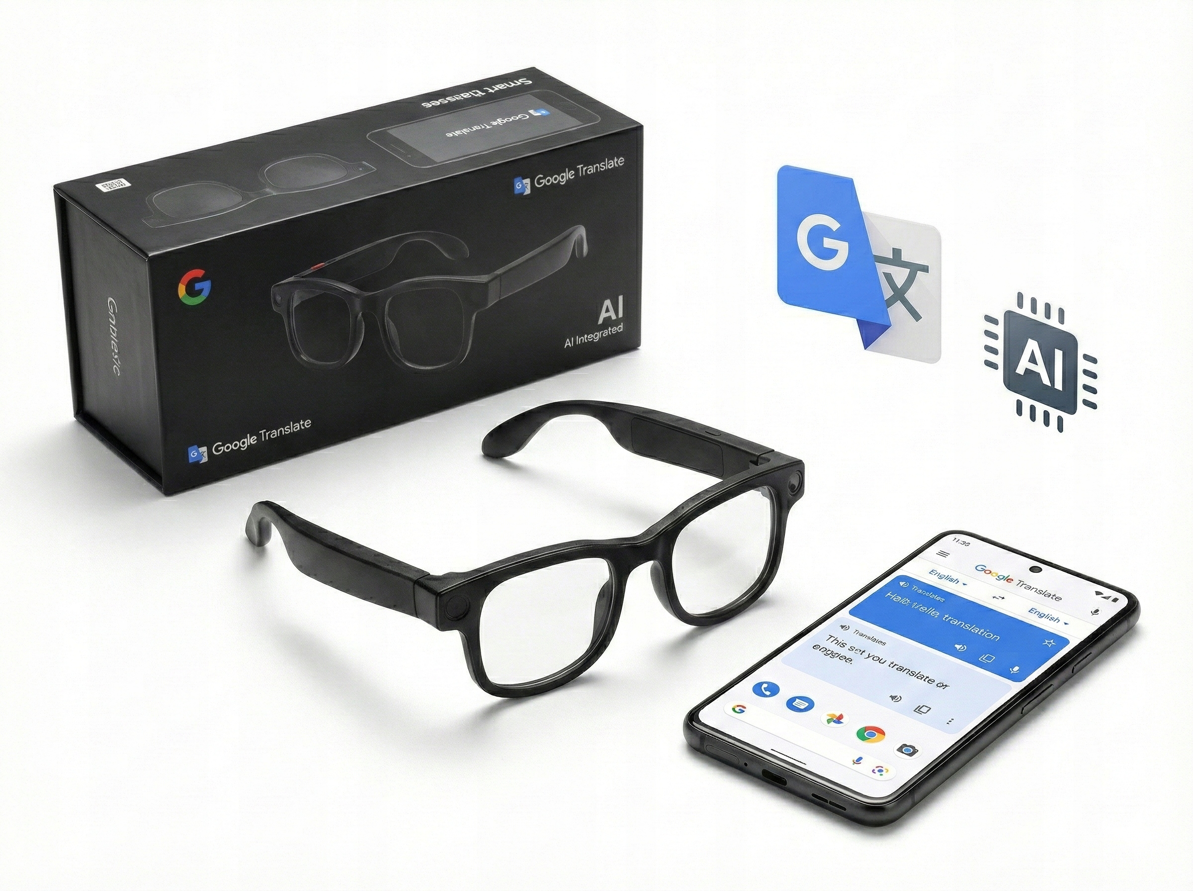 Inteligentní brýle W100 Black Dialog Ai Překlad Ai 163 jazyků Bt Call