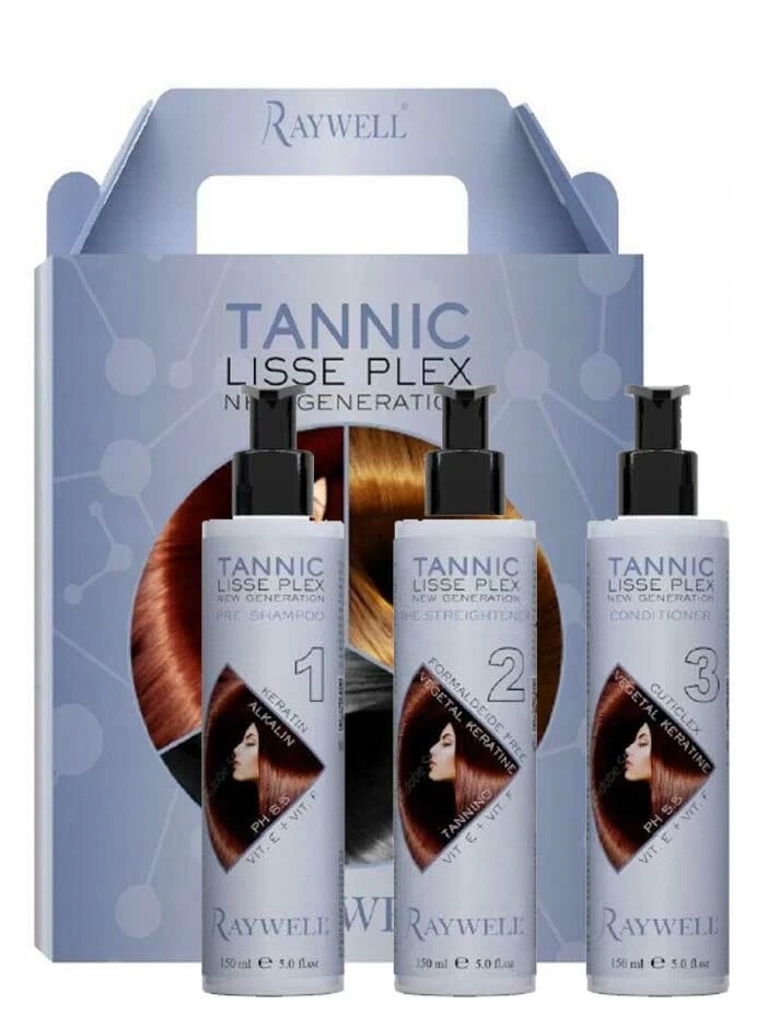 Raywell Tannic Lisse Plex, Taninoplastika, Narovnávací ošetření vlasů 3x 150 Ml