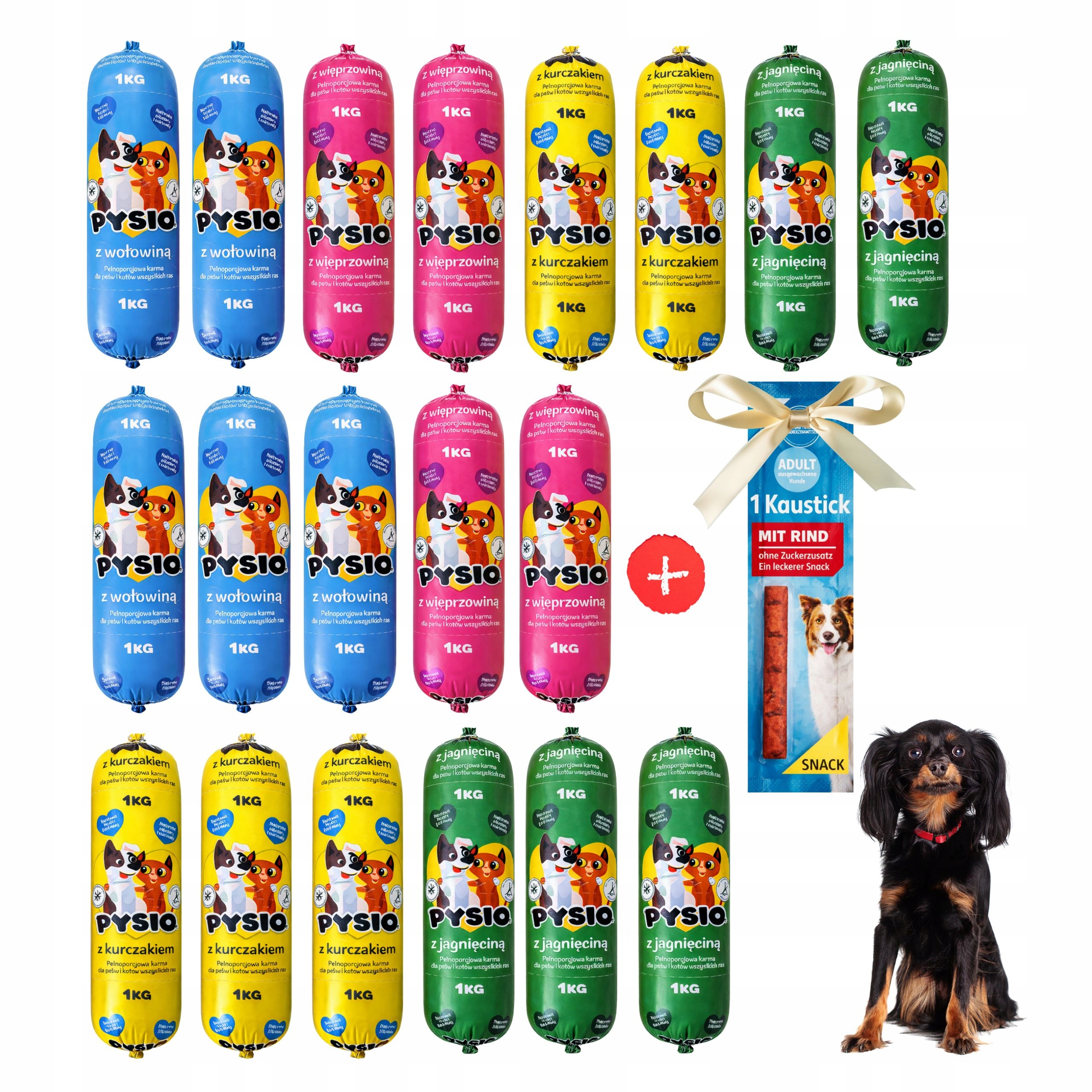 Levně Krmivo pro psa tyčinka mix chutí sada 19 kg 90% masa vlhké krmivo v tyčince