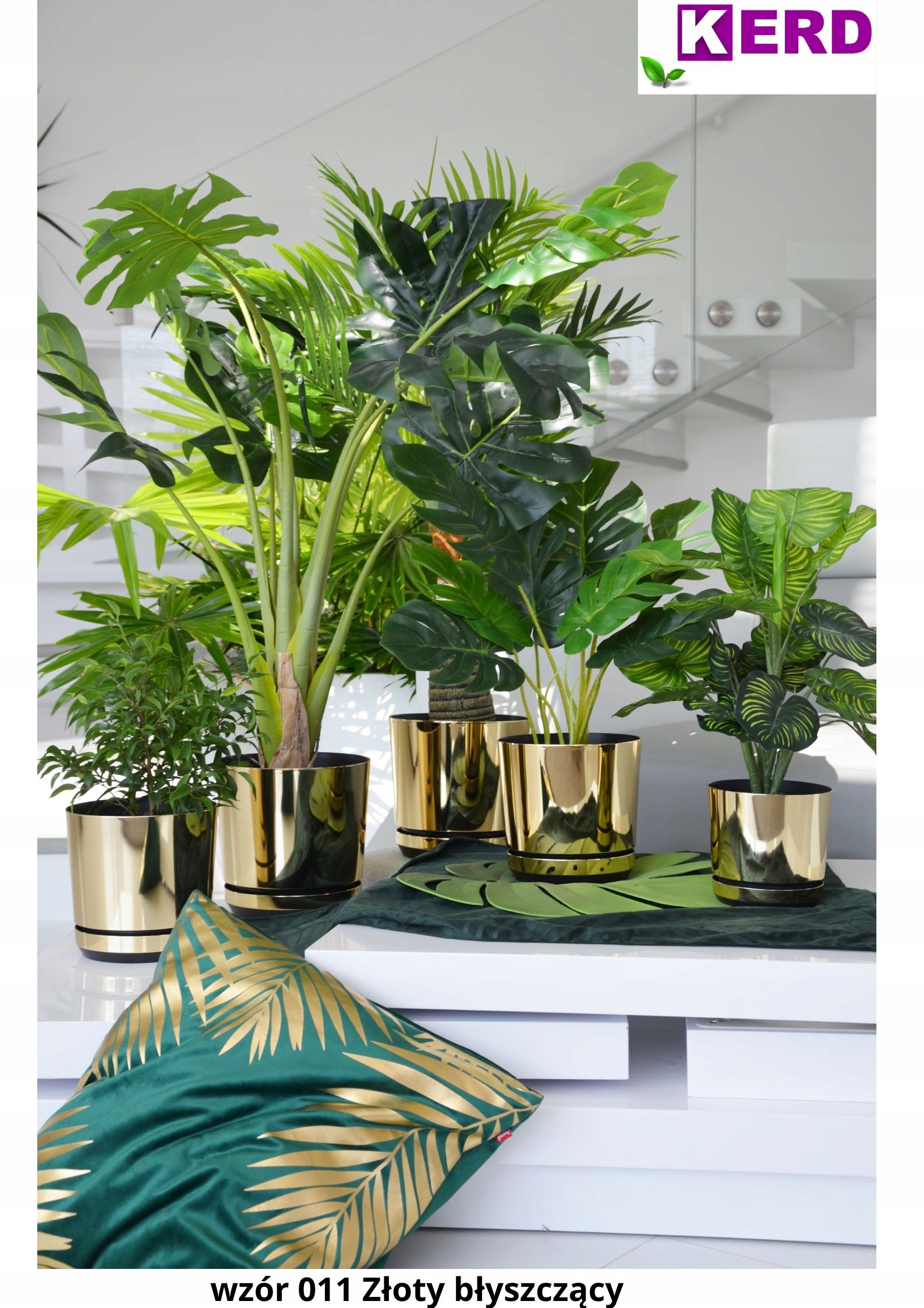 18 ZŁOTA BŁYSZCZĄCA wysoki połysk DONICZKA z podstawką OSŁONKA GLAMOUR dom Marka Kerd