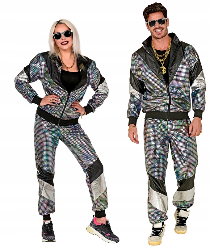 Kostým Teplákovka Stříbrný Léta 70 80 Disco Převlek Karneval Ples XL 11874