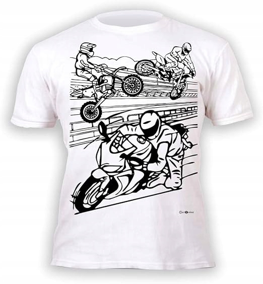 MOTOCYKLE CROSSY KOSZULKA koszulka DO MALOWANIA + zmywalne markery 5-6 lat