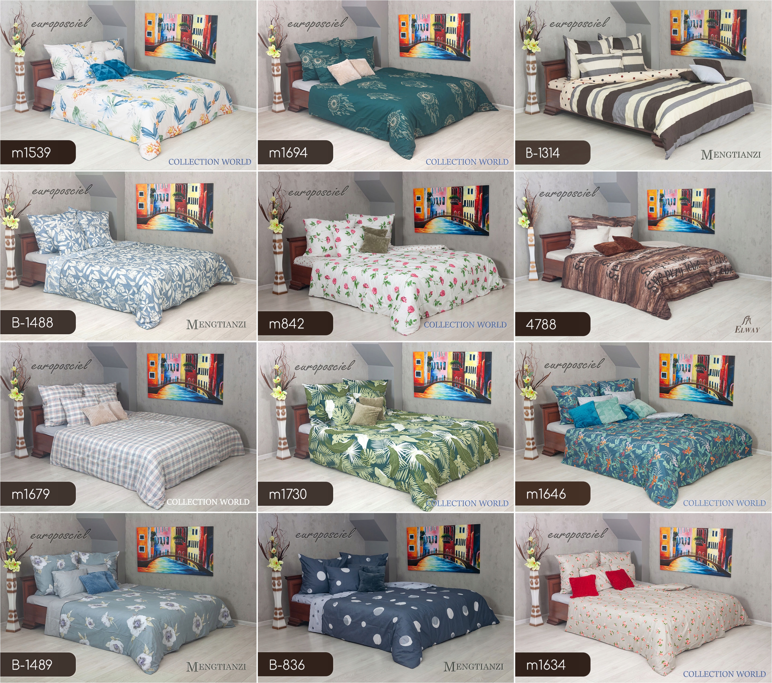 Pościel ELWAY 160x200 Bawełna Satynowa NOWE WZORY Wymiary poduszki 70x80cm