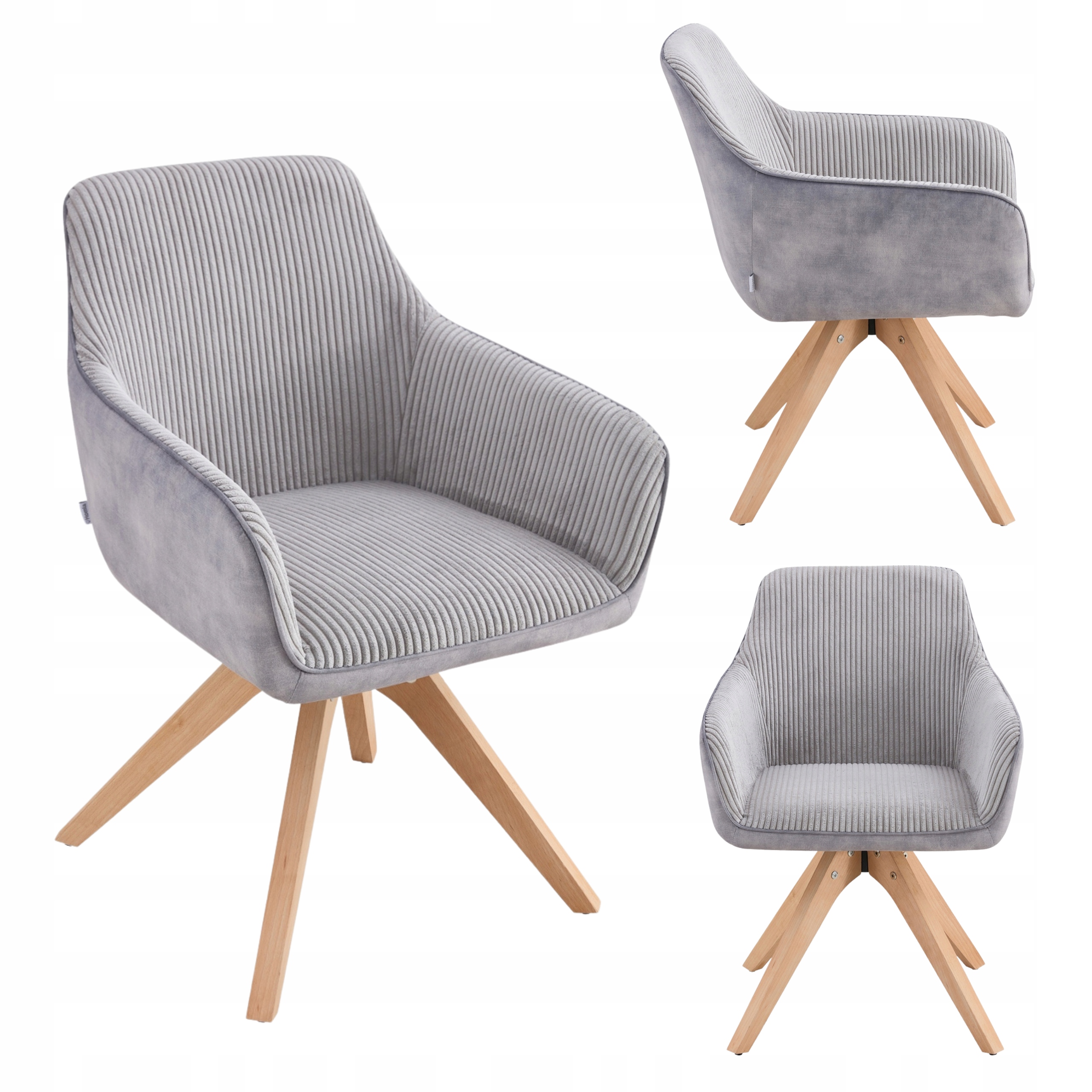 Křeslo Pesa v kombinované látce, šedé, otočné do obývacího pokoje, jídelny, pracovny