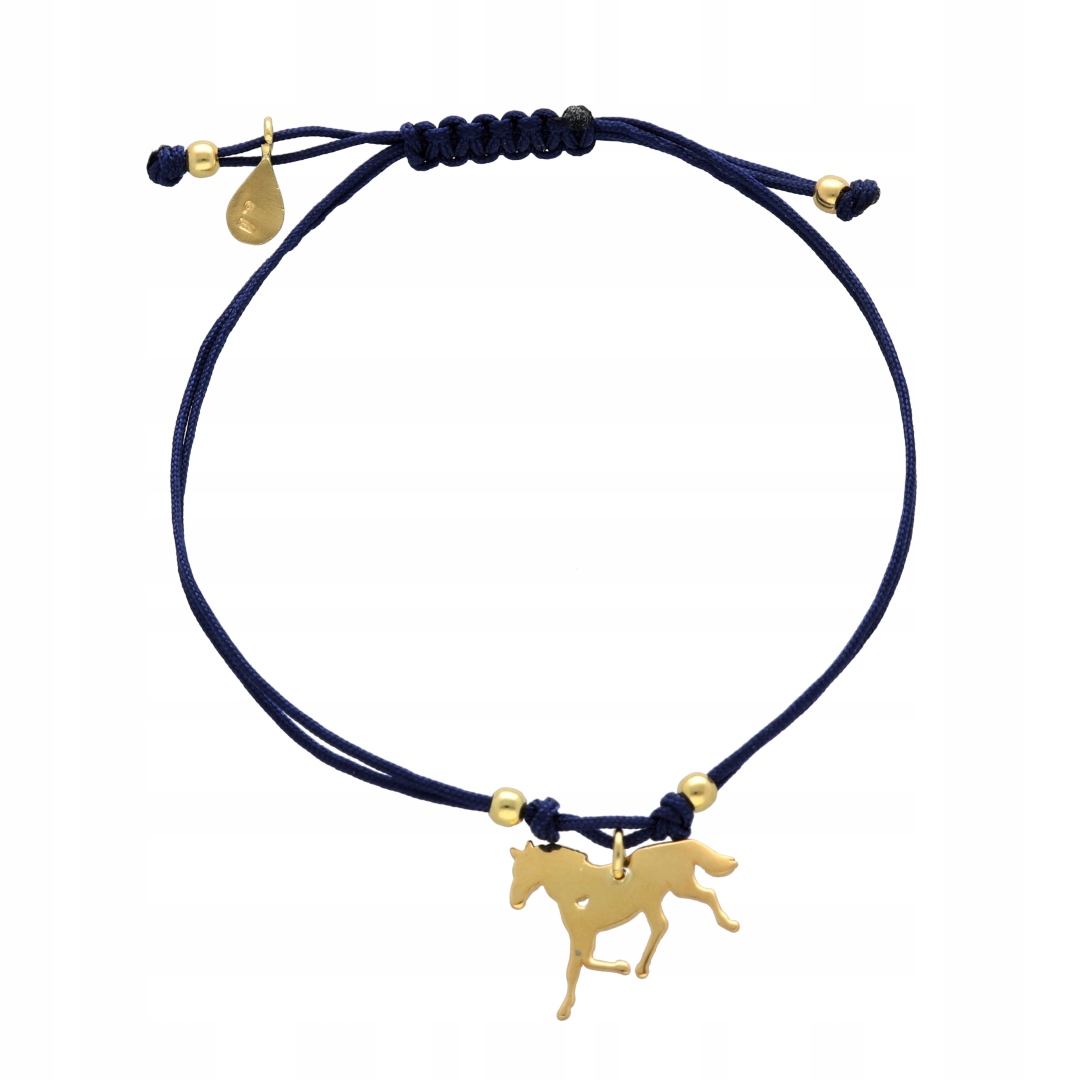 Náramky s provázkovým koněm, tmavě modré, pozlacené