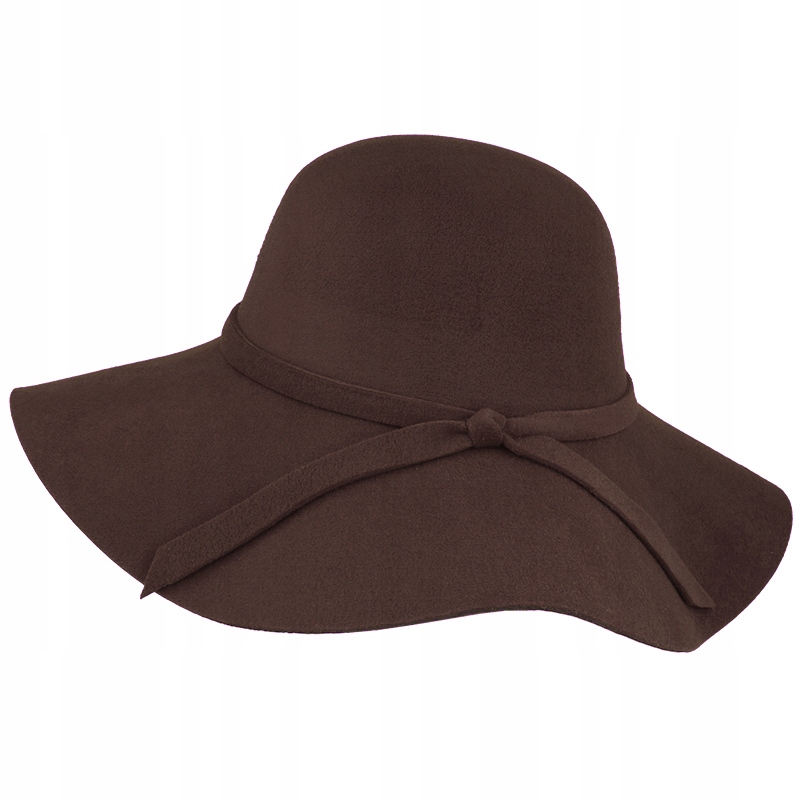 KAPELUSZ DAMSKI FILCOWY Z DUŻYM RONDEM BRĄZ BOHO brązowy Stan opakowania oryginalne