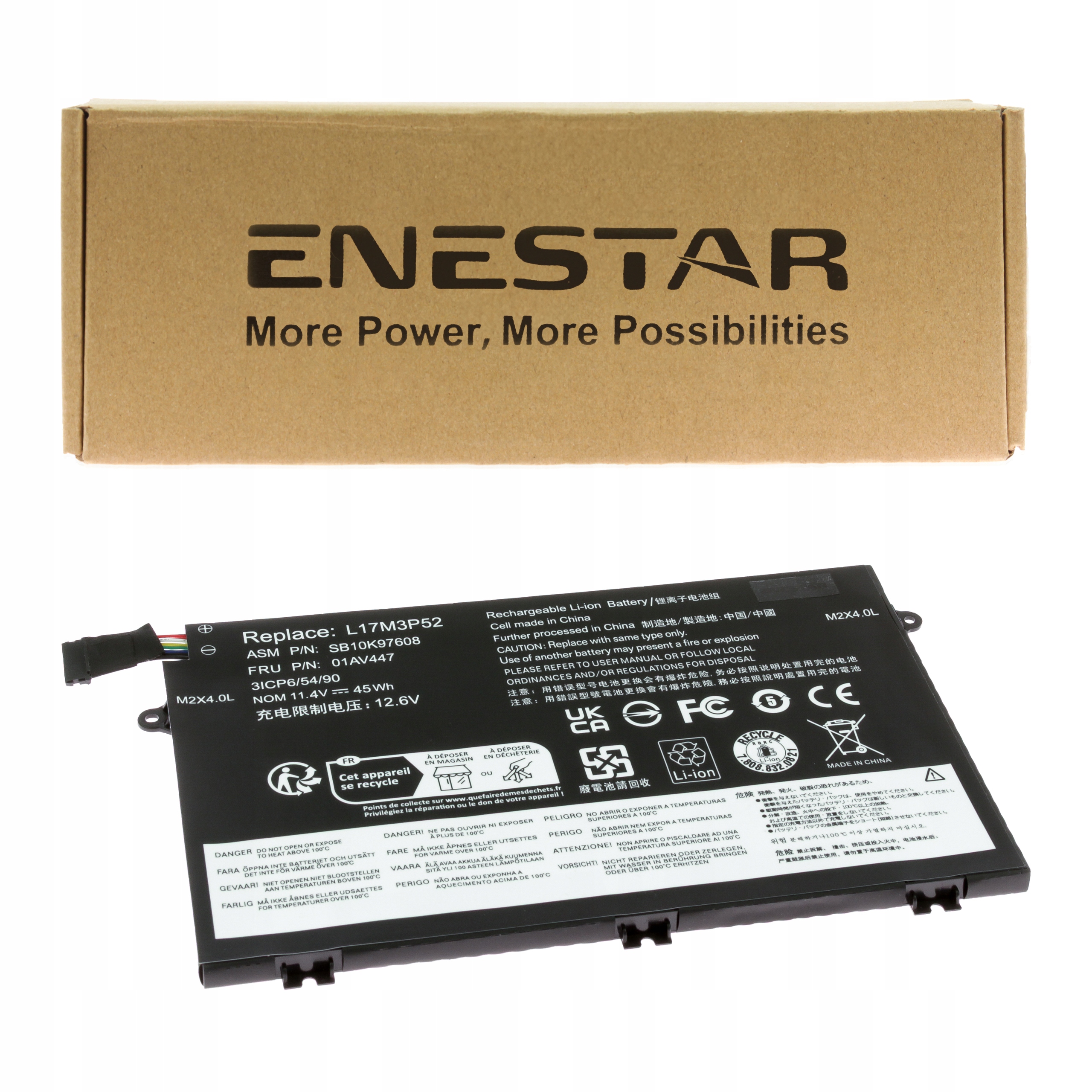 Premium bateria do Lenovo L17L3P51 ThinkPad E14 E15 E480 E490 E580 E590