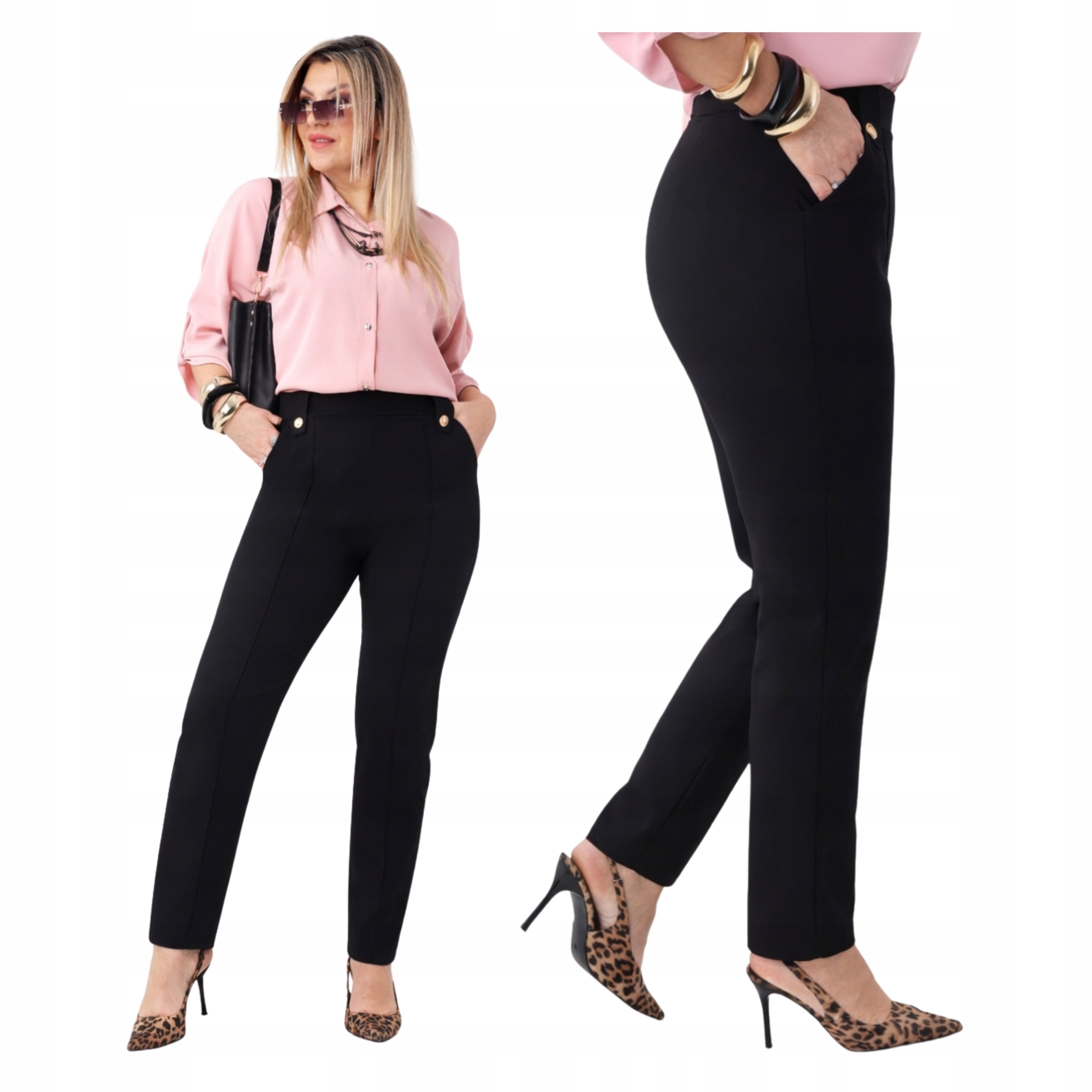 FEMIMODA spodnie eleganckie damskie treggins długa czarny