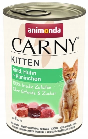 Animonda Carny Kitten hovězí, kuřecí a králičí maso – vlhké krmivo pro...