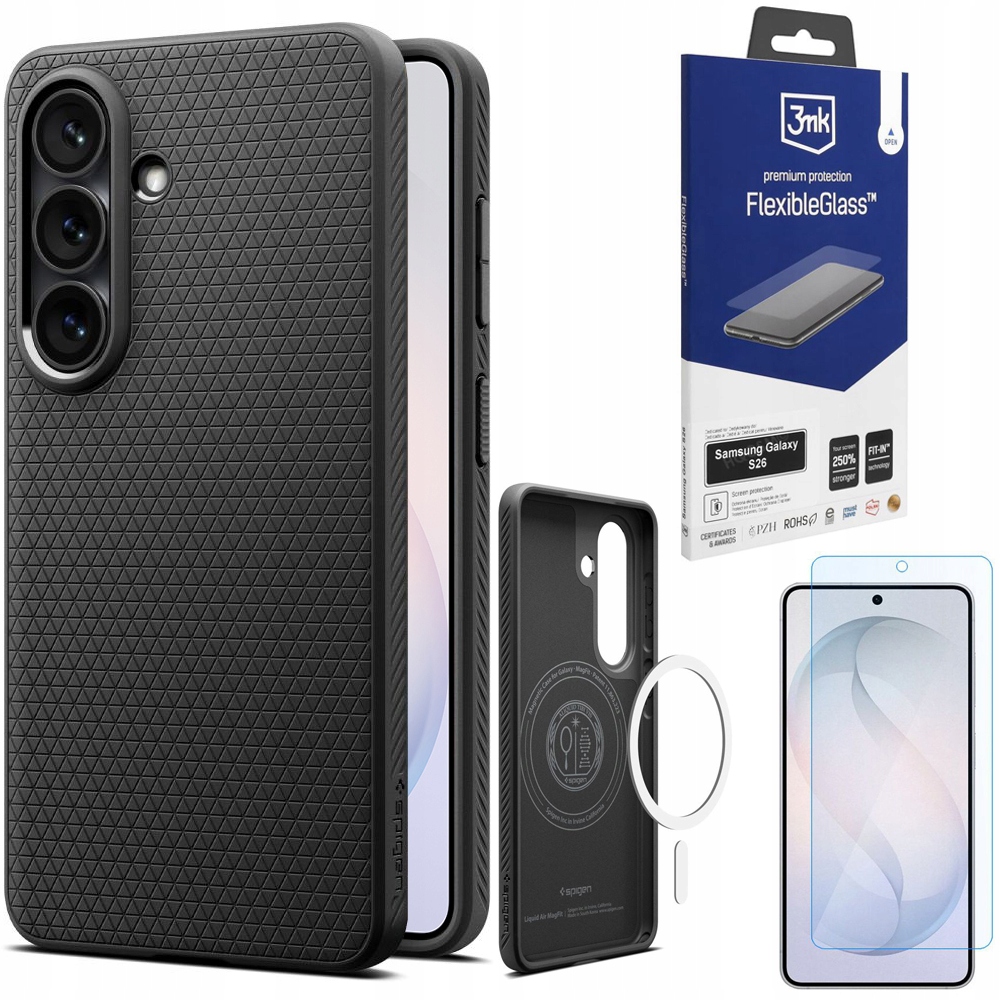 Pouzdro Spigen Liquid Air Case MagSafe Sklo 3MK pro Samsung Galaxy S26