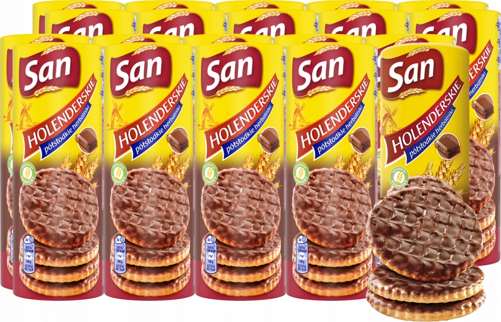 Ciastka San Holenderskie herbatniki w mlecznej czekoladzie 170 g x20