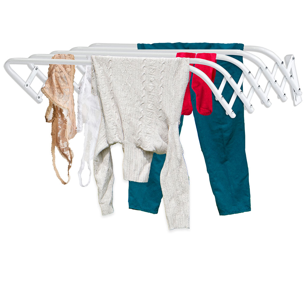 Levně Bílý Harmonikový Sušák Na Prádlo Ocelový Roztahovací Skládací Pevný Solidní