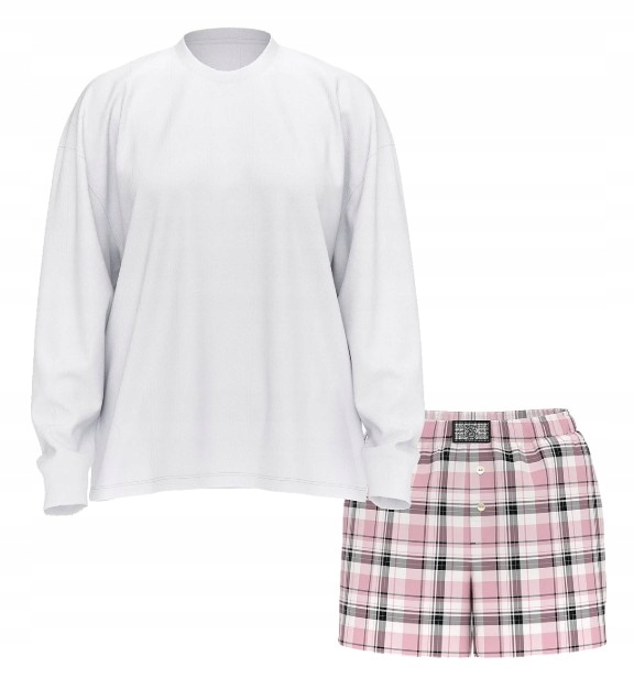 Bavlněné pyžamo Victoria's Secret s kostkovaným vzorem a zirkony Xs (s)