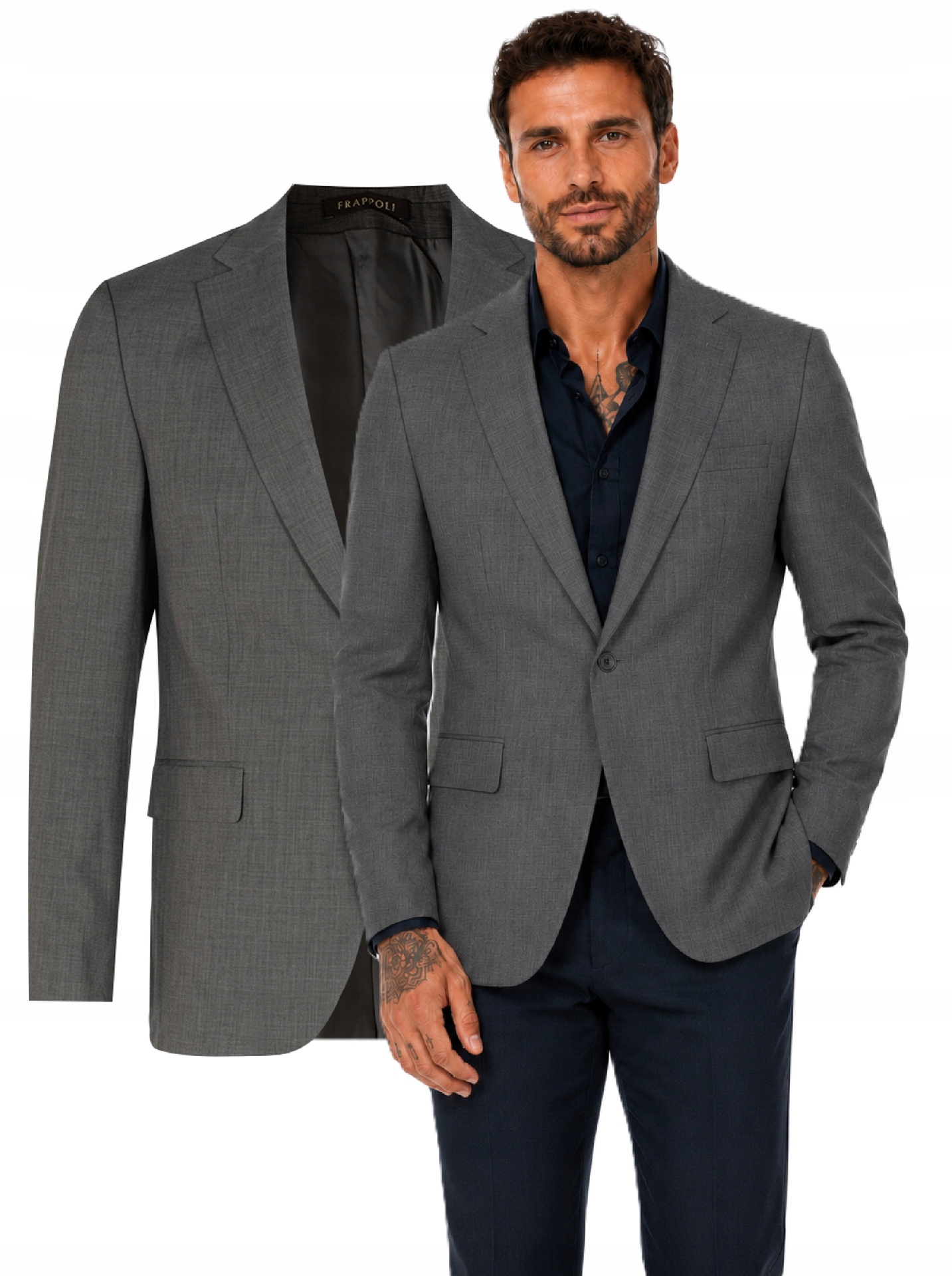 Sako šedá elegantní vizitková, neformální obchodní jednořadá