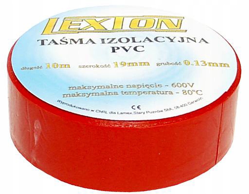 

Taśma izolacyjna Pvc wodoodporna czerwona 19x10m