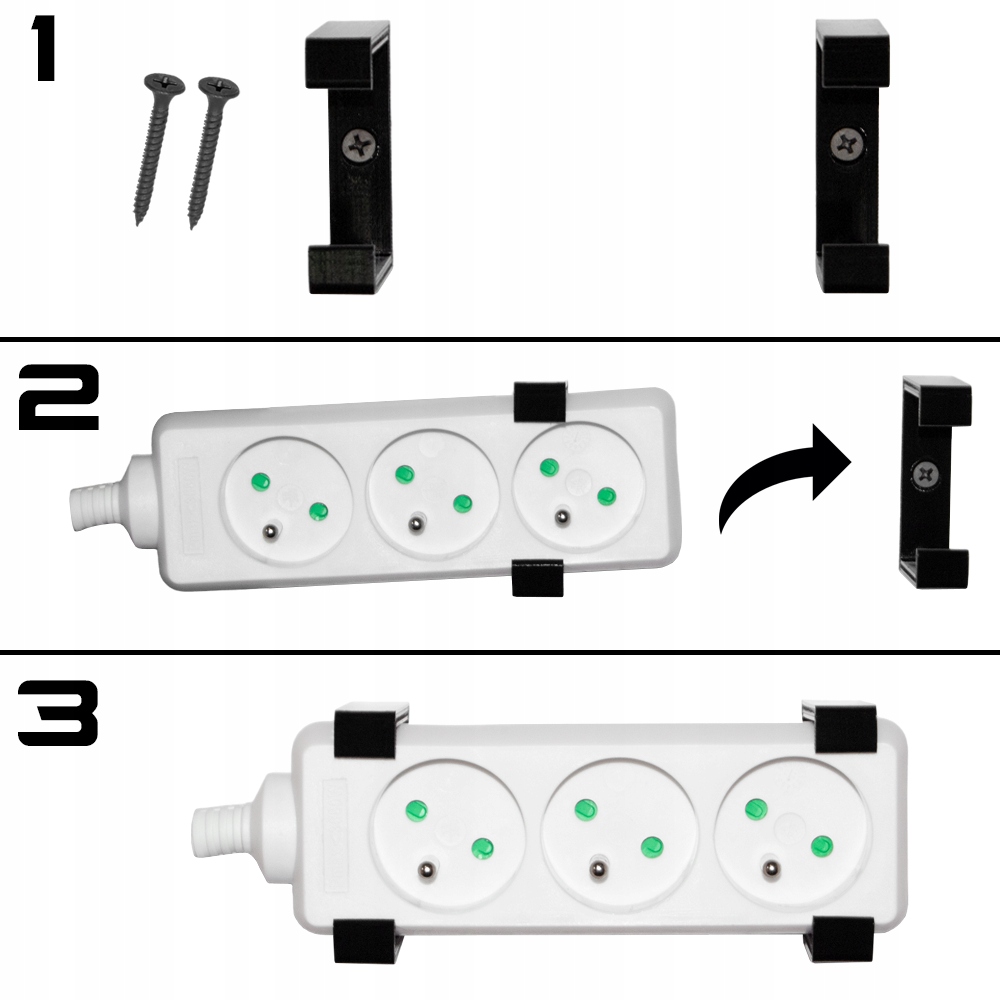 UCHWYT NA PRZEDŁUŻACZ SIECIOWY LISTWĘ ELEKTRYCZNĄ CZARNY SZEROKI DUŻY Rodzaj wieszaki pojedyncze