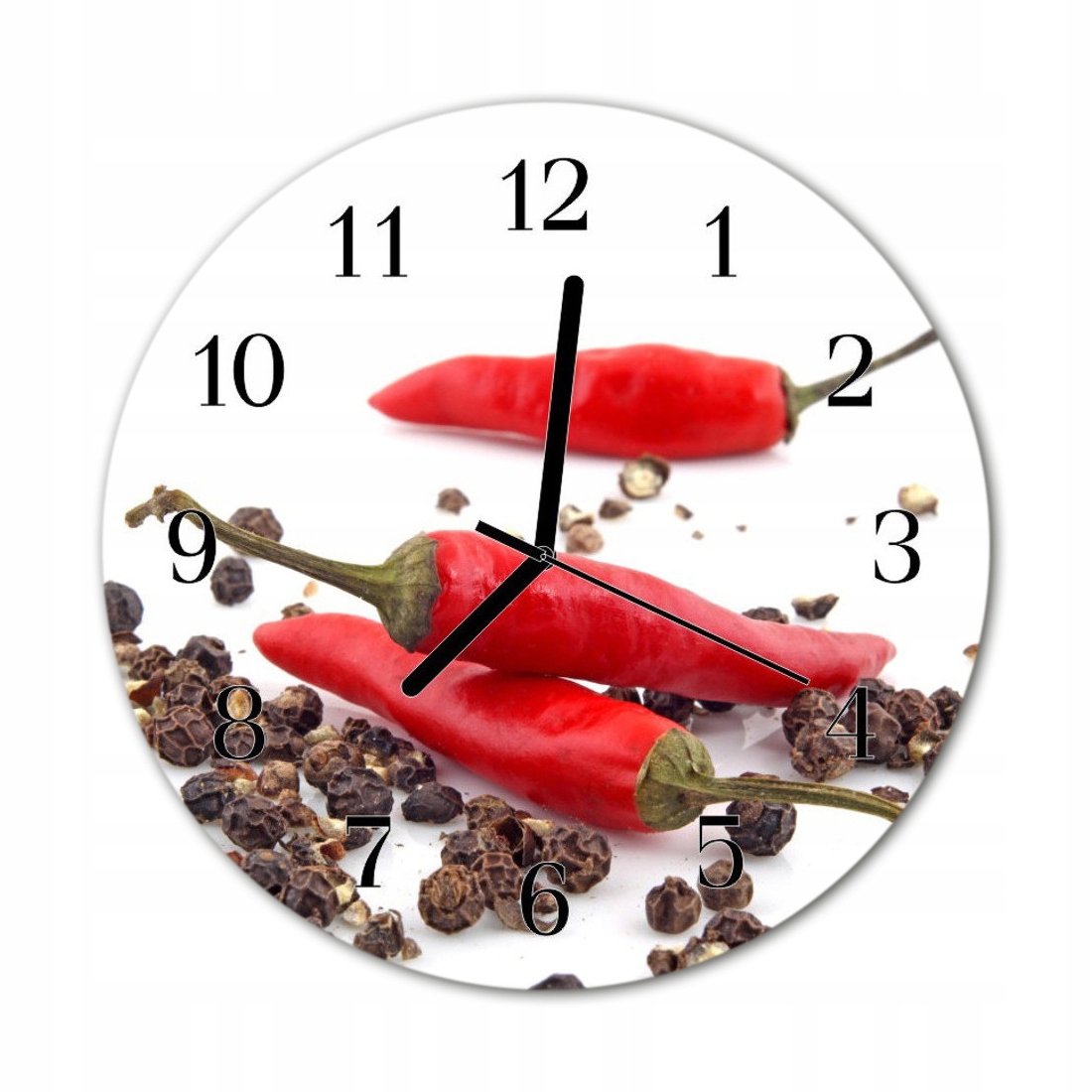 Hodinky na skle Dárek Kulatý Chilli paprička