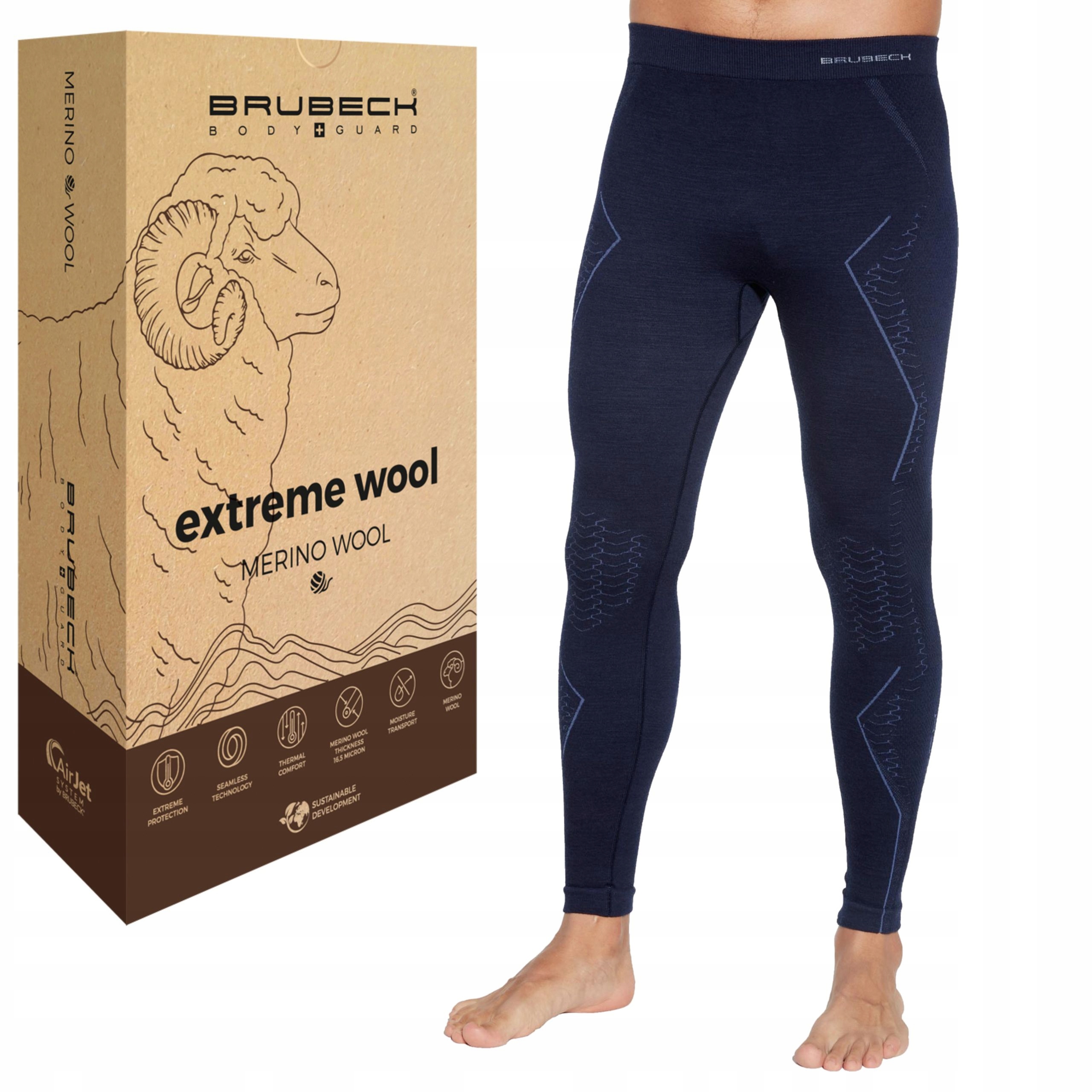 Kalesony Termiczne Brubeck Extreme Merino ciepłe getry z wełny merynosa -XL