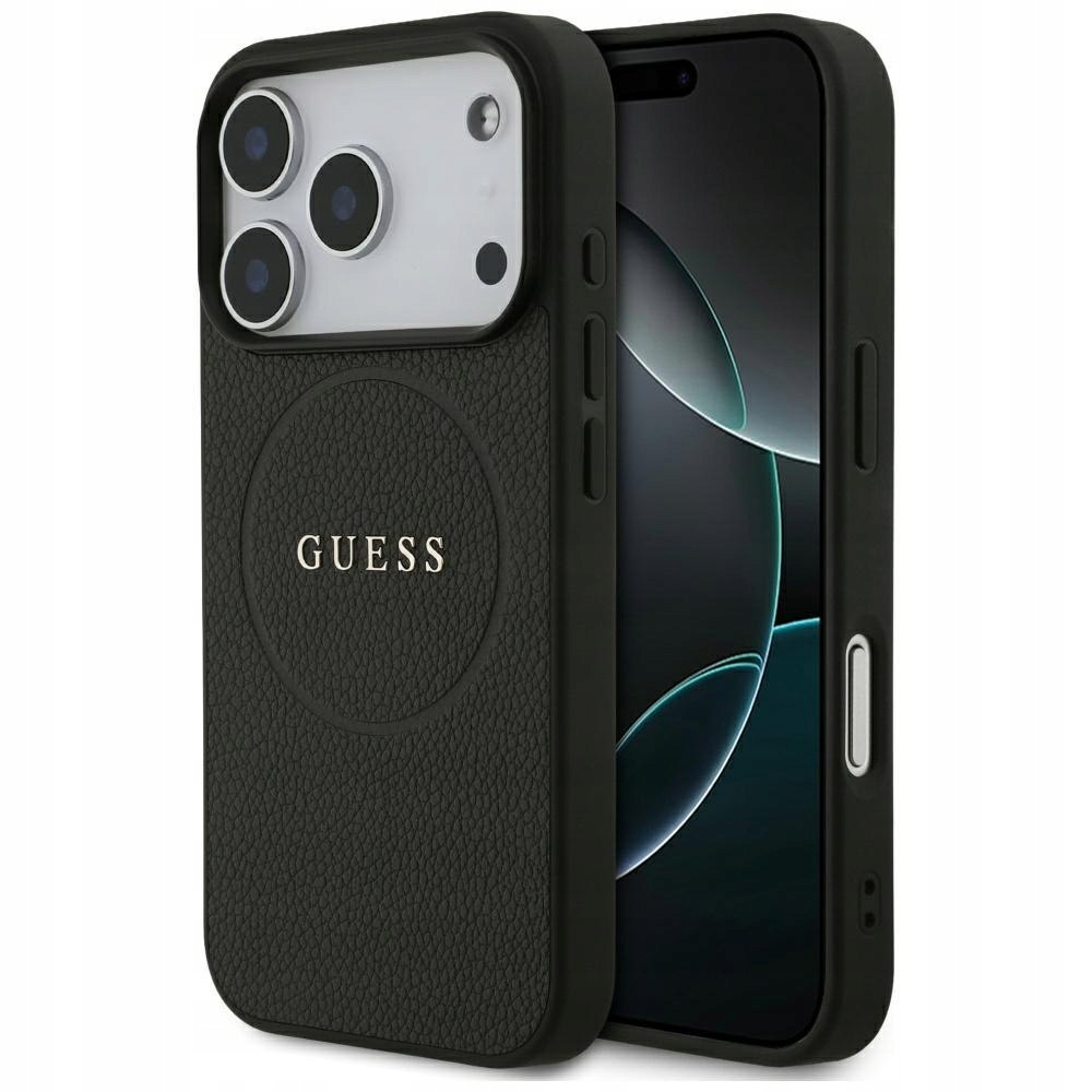 Etui Guess Grained Ring MagSafe do iPhone 17 Pro czarny