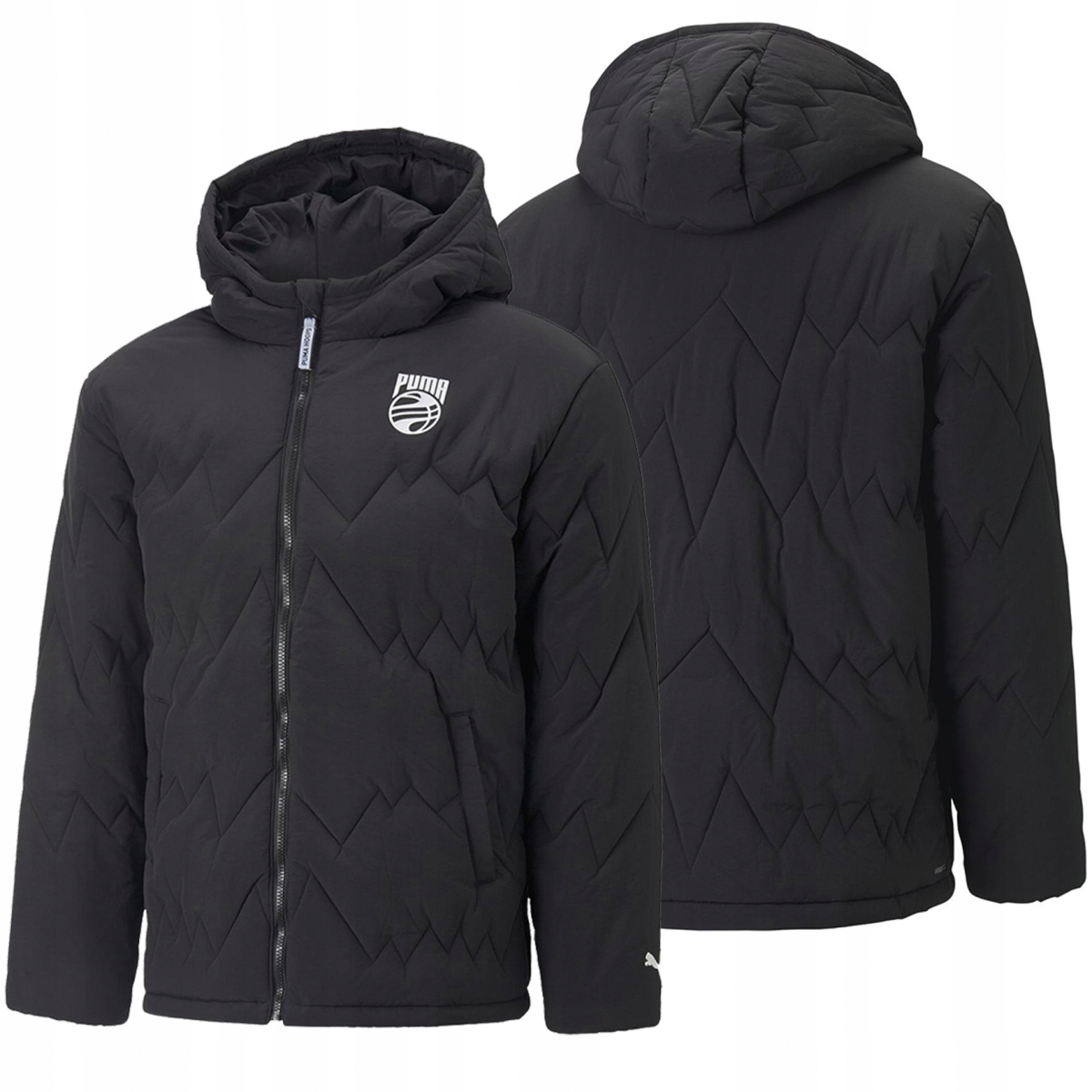 Puma pánská prošívaná černá sportovní bunda s kapucí WindCell 536188 01 S