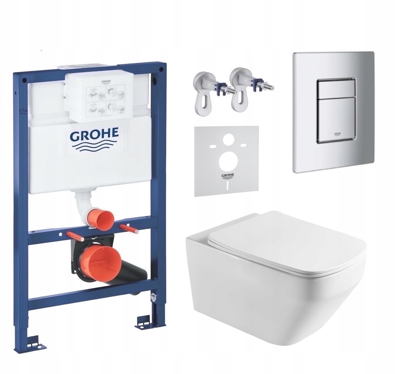 7v1 Wc Sada Stelaz Grohe 820 mm, Wc Miska Tornado Imprese, Tlačidlo Fresh