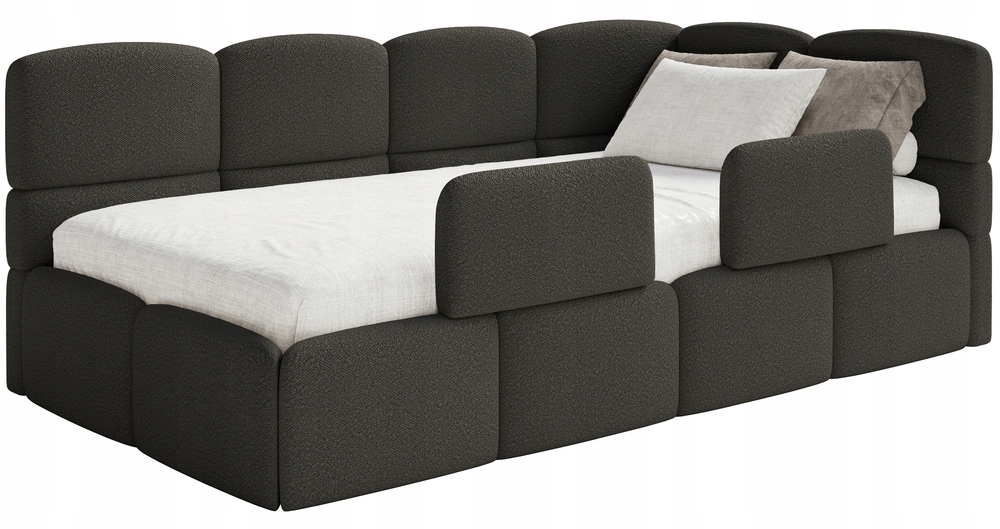 Postel pro mláděž 120x200 cm Cloudy hnědé boucle s pravými zábranami