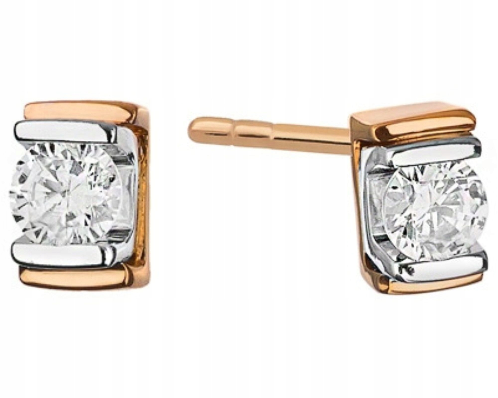 Růžové zlato náušnice s brilianty, šroubky