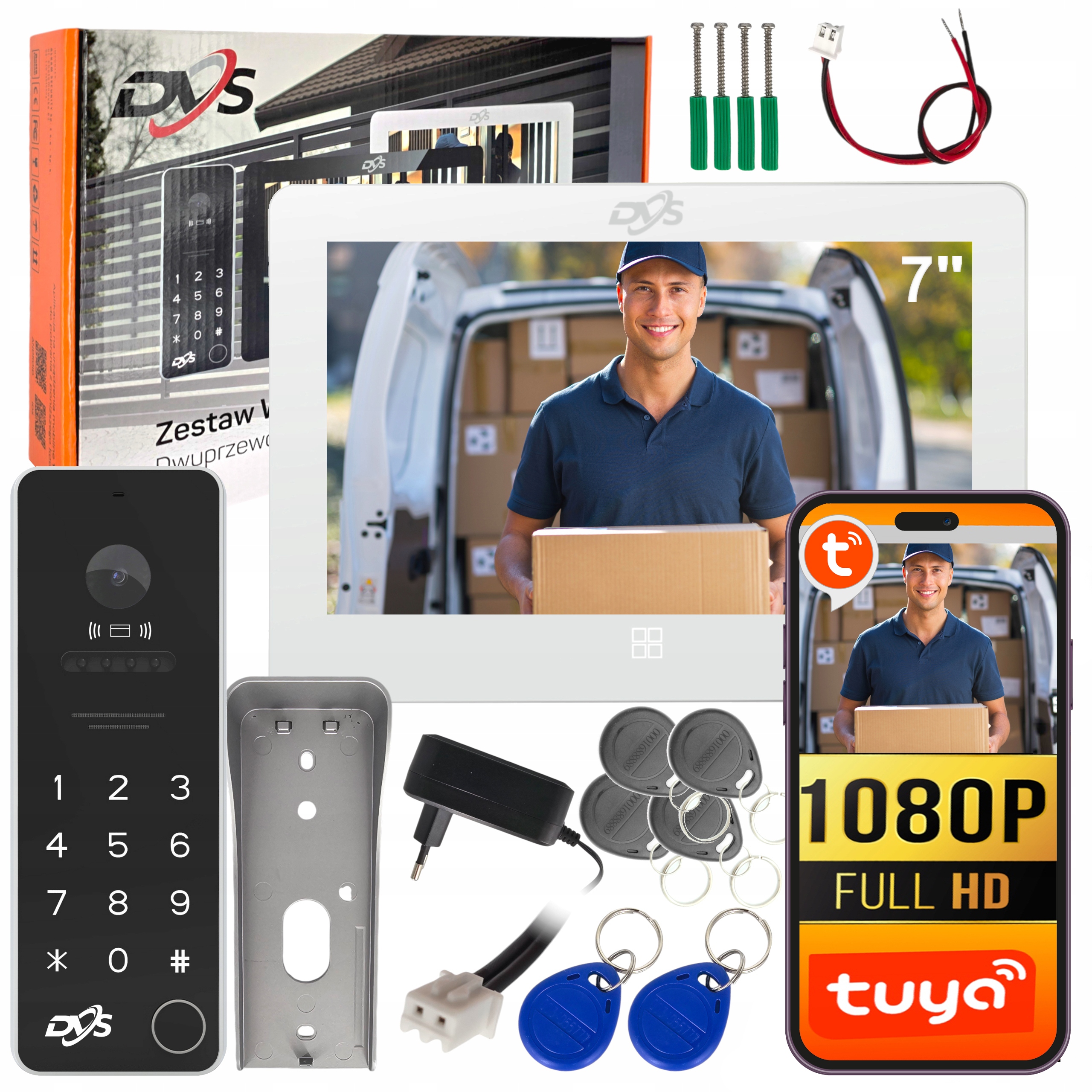 Videovrátnik s WiFi do domu, biely Dvs monitor Analog Tuya Smart