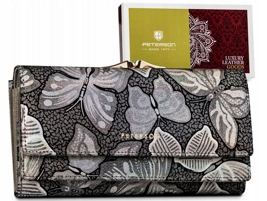 Peterson duży portfel damski skórzany na bigiel skóra ochrona Rfid