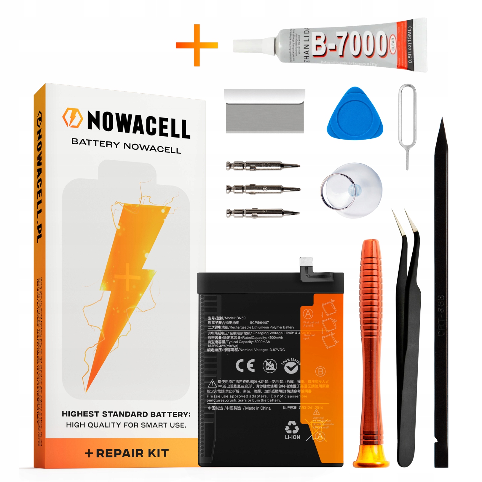 Zestaw Bateria BN59 Klej do Xiaomi Redmi Note 10 10S 5000 mAh Akumulator