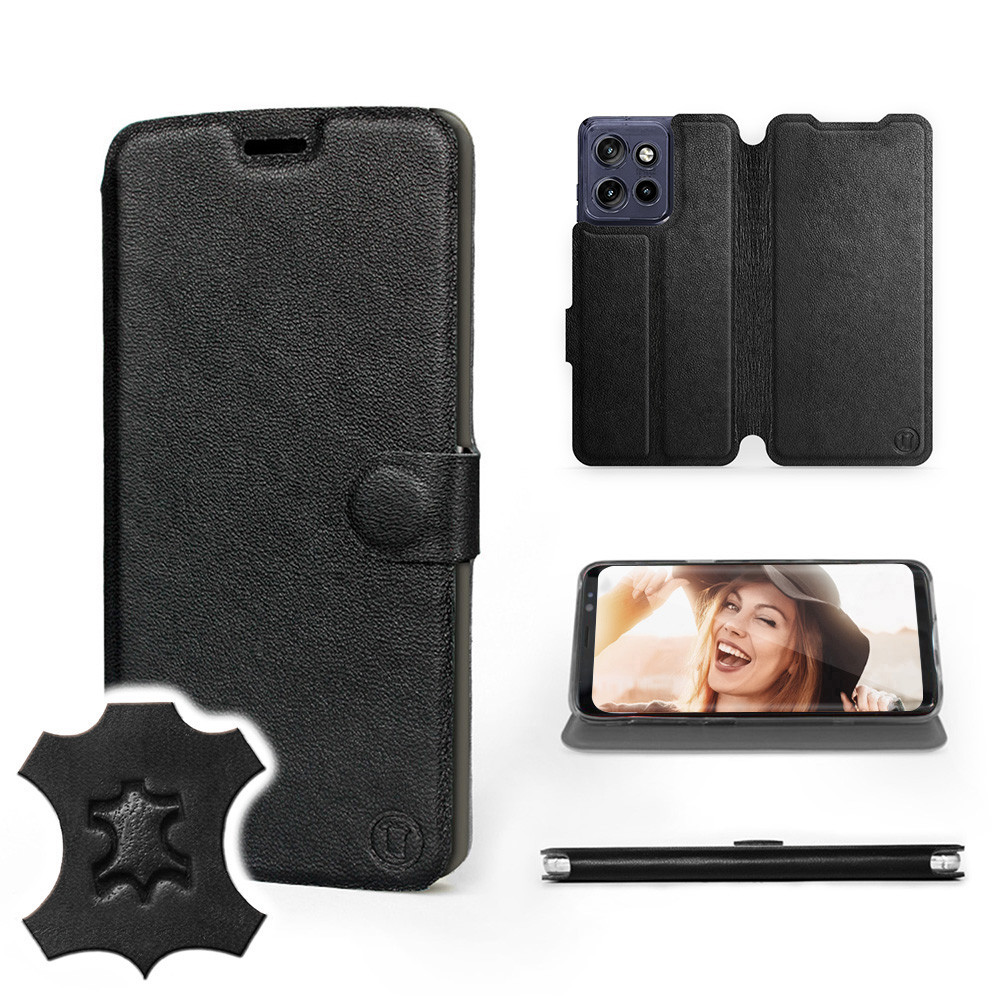 Etui Mobiwear do Motorola Edge 50 Neo Black Leat