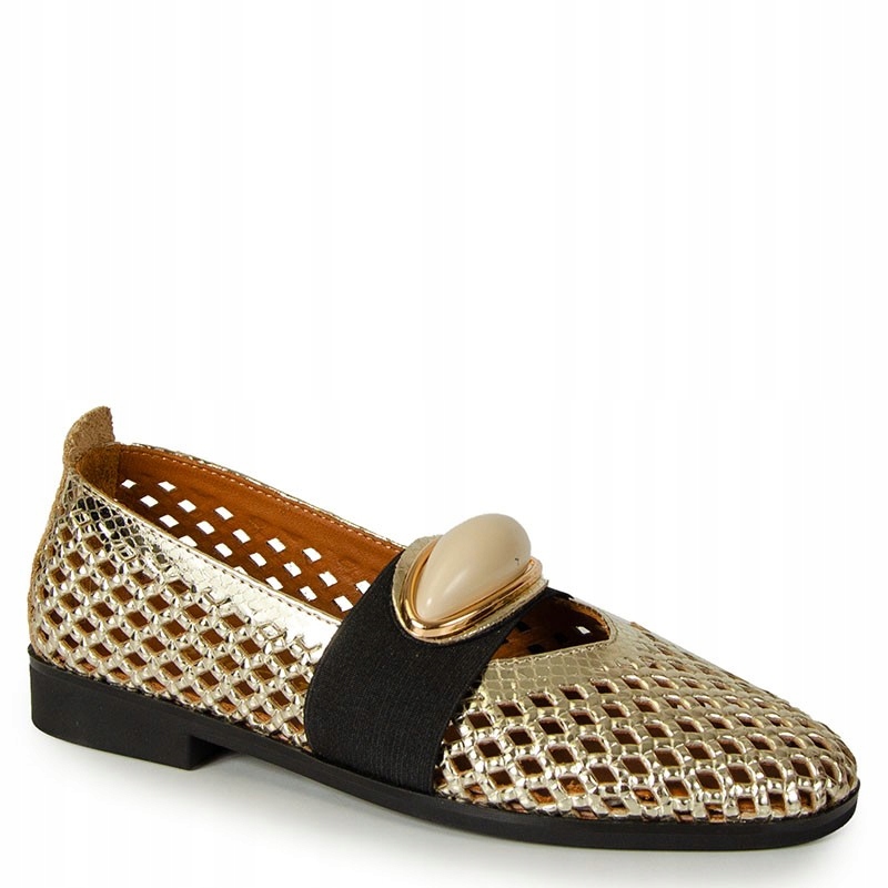 Boccato 0820-30-6184 Zlaté Ažurové Kožené Baleríny 40