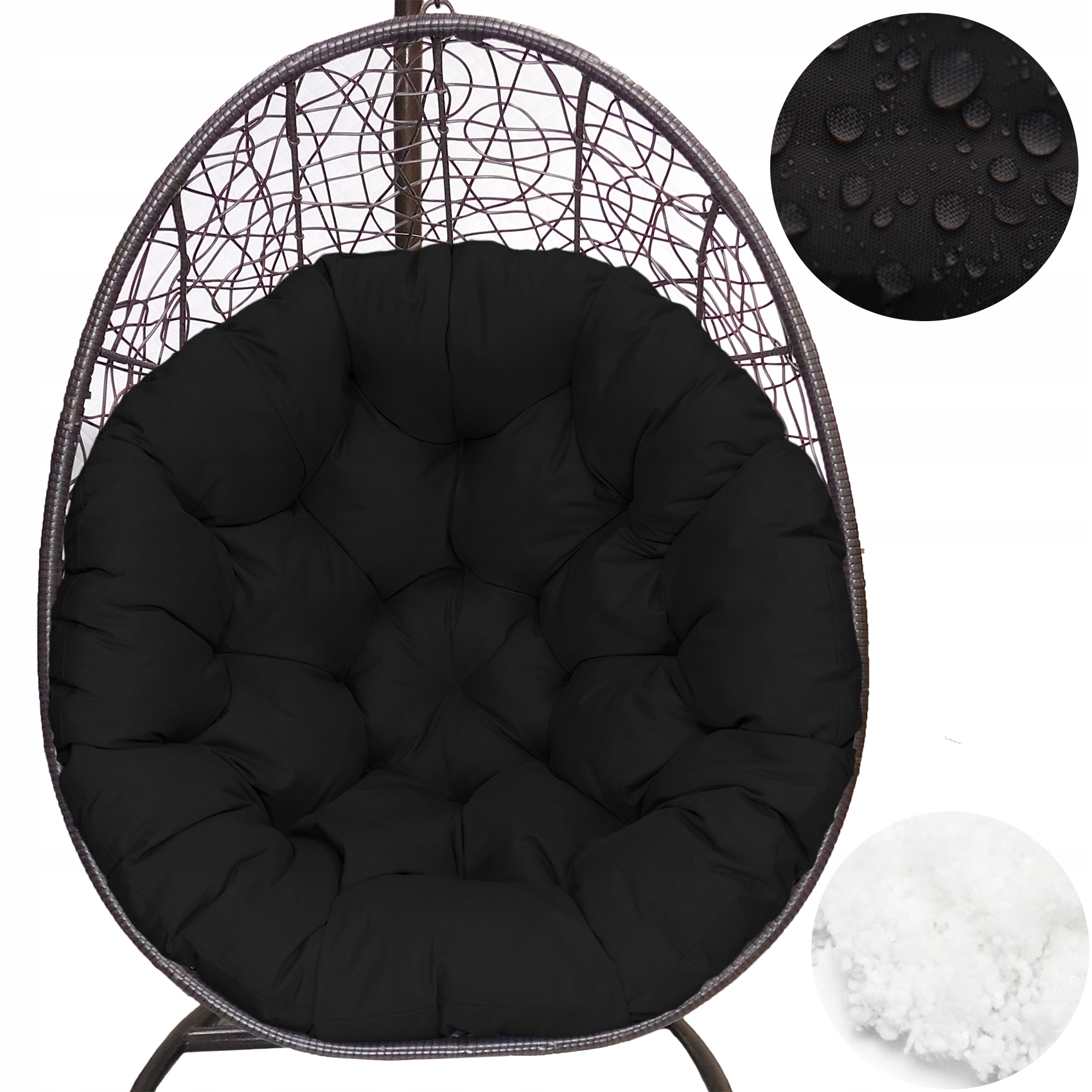 Polštář Na Houpací Křeslo Kokon 120 cm černá